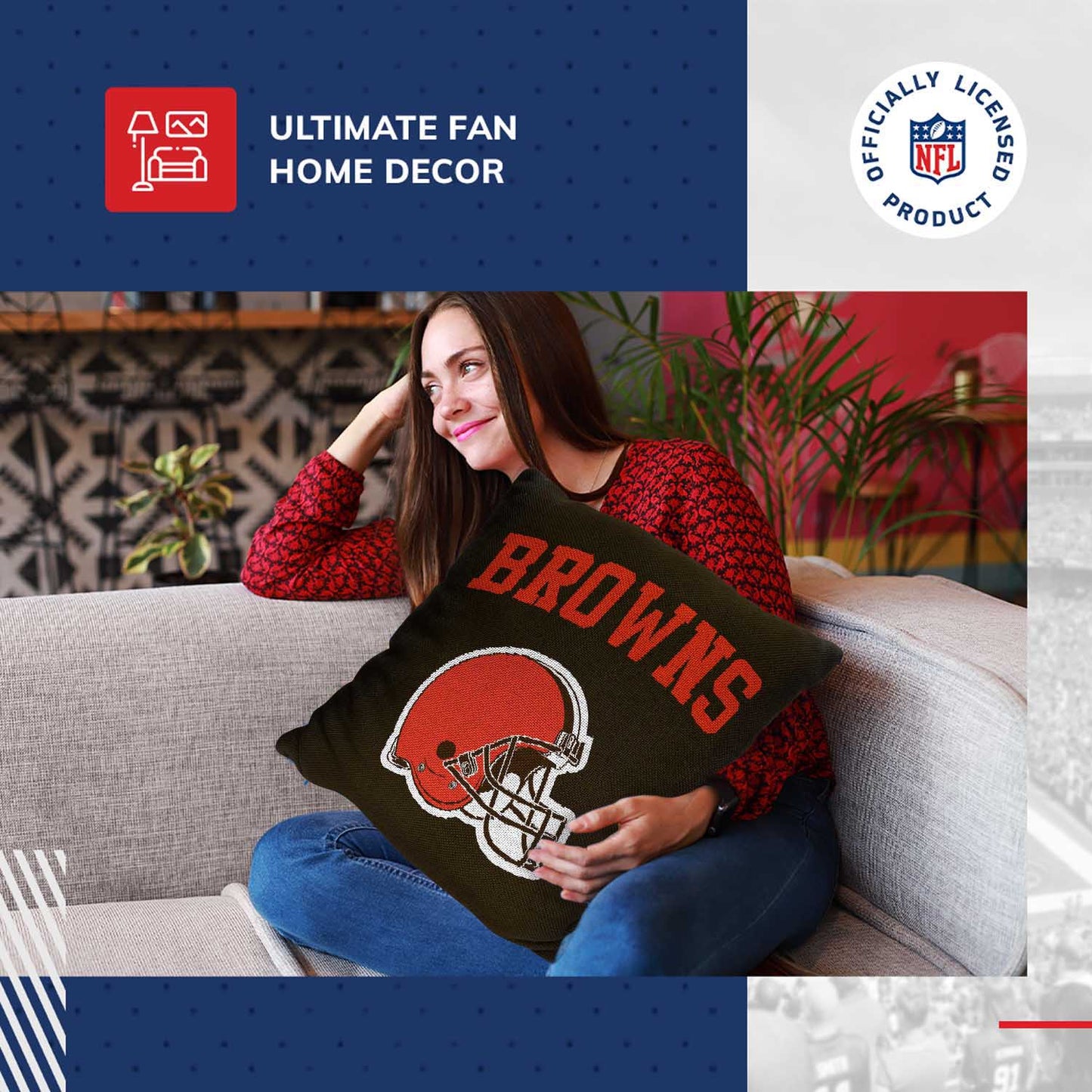 Cleveland Browns NFL Decorative Football Throw Pillow - Brown