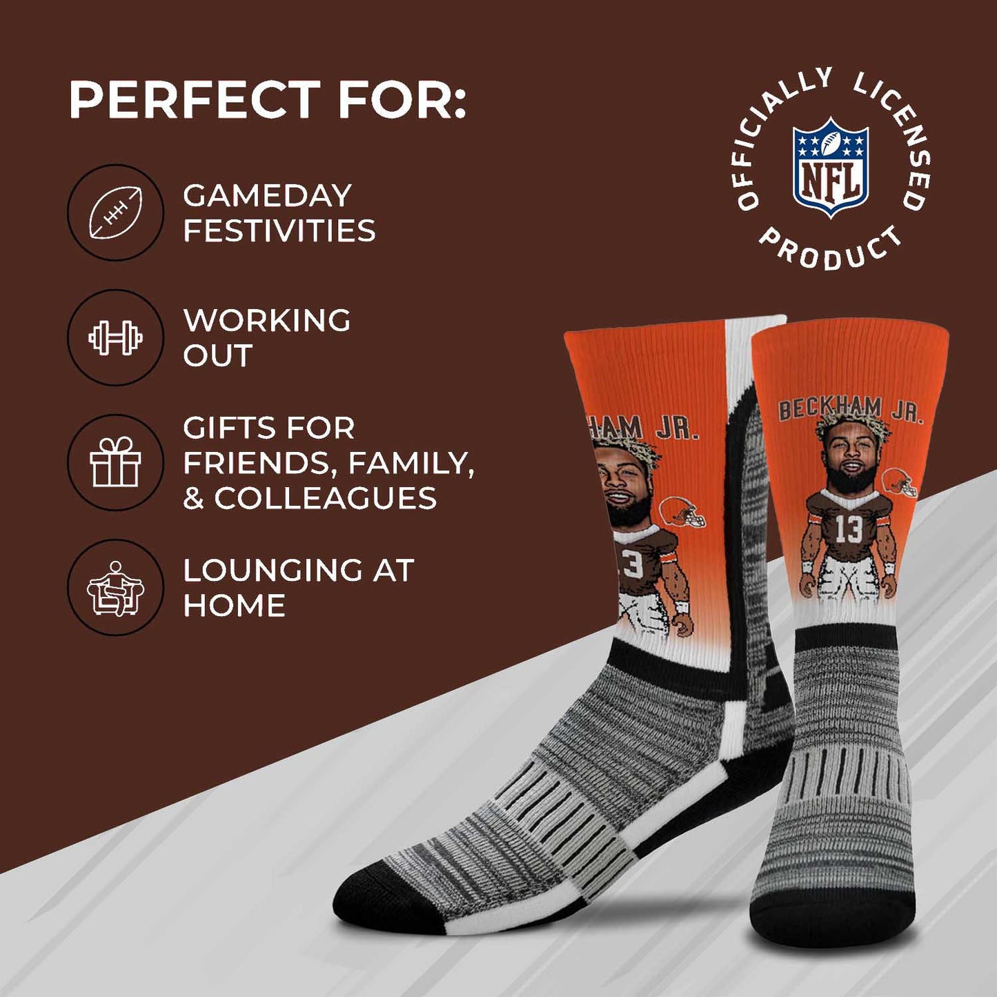 Cleveland Browns NFL Adult V Curve MVP Player Crew Socks - Orange #13