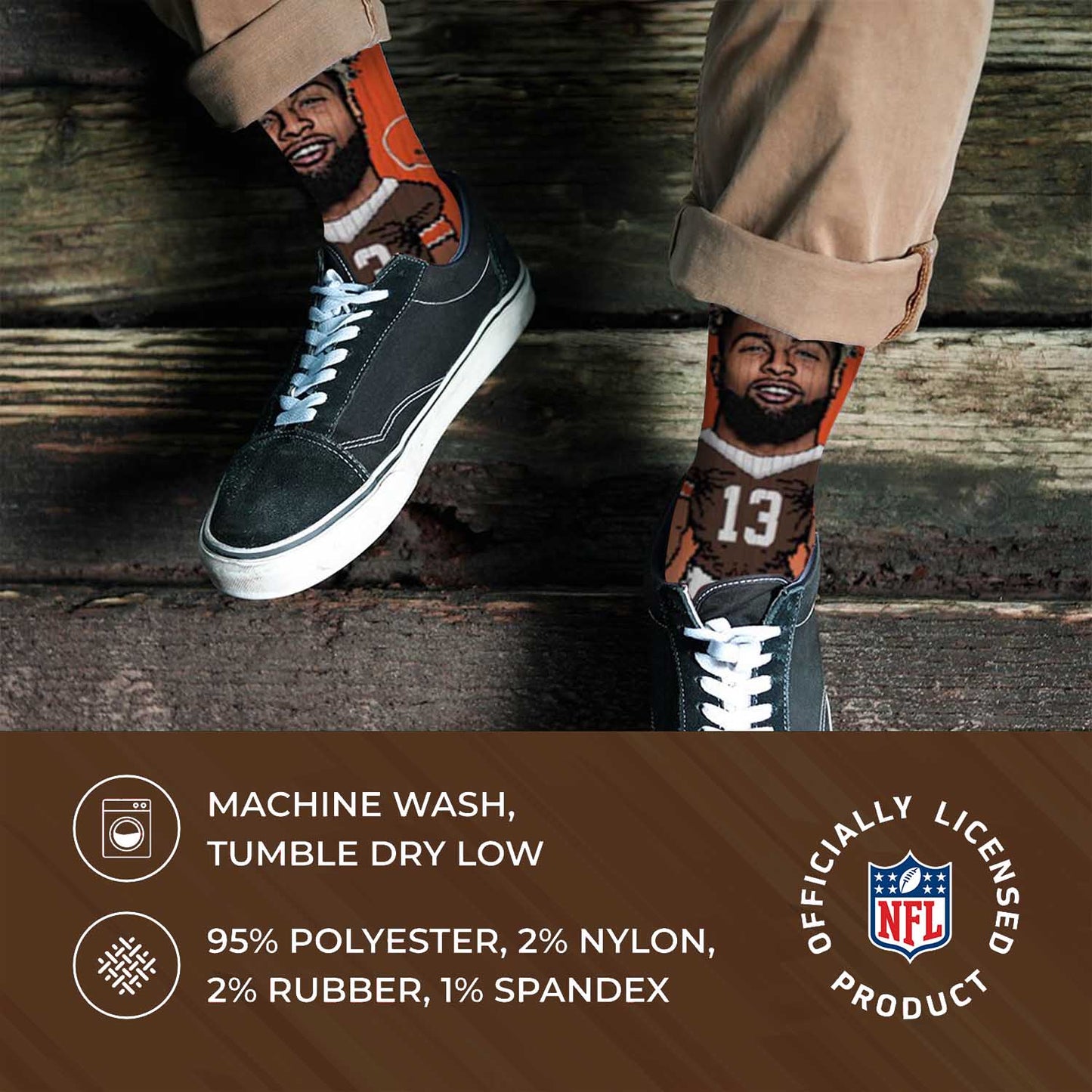 Cleveland Browns NFL Adult V Curve MVP Player Crew Socks - Orange #13