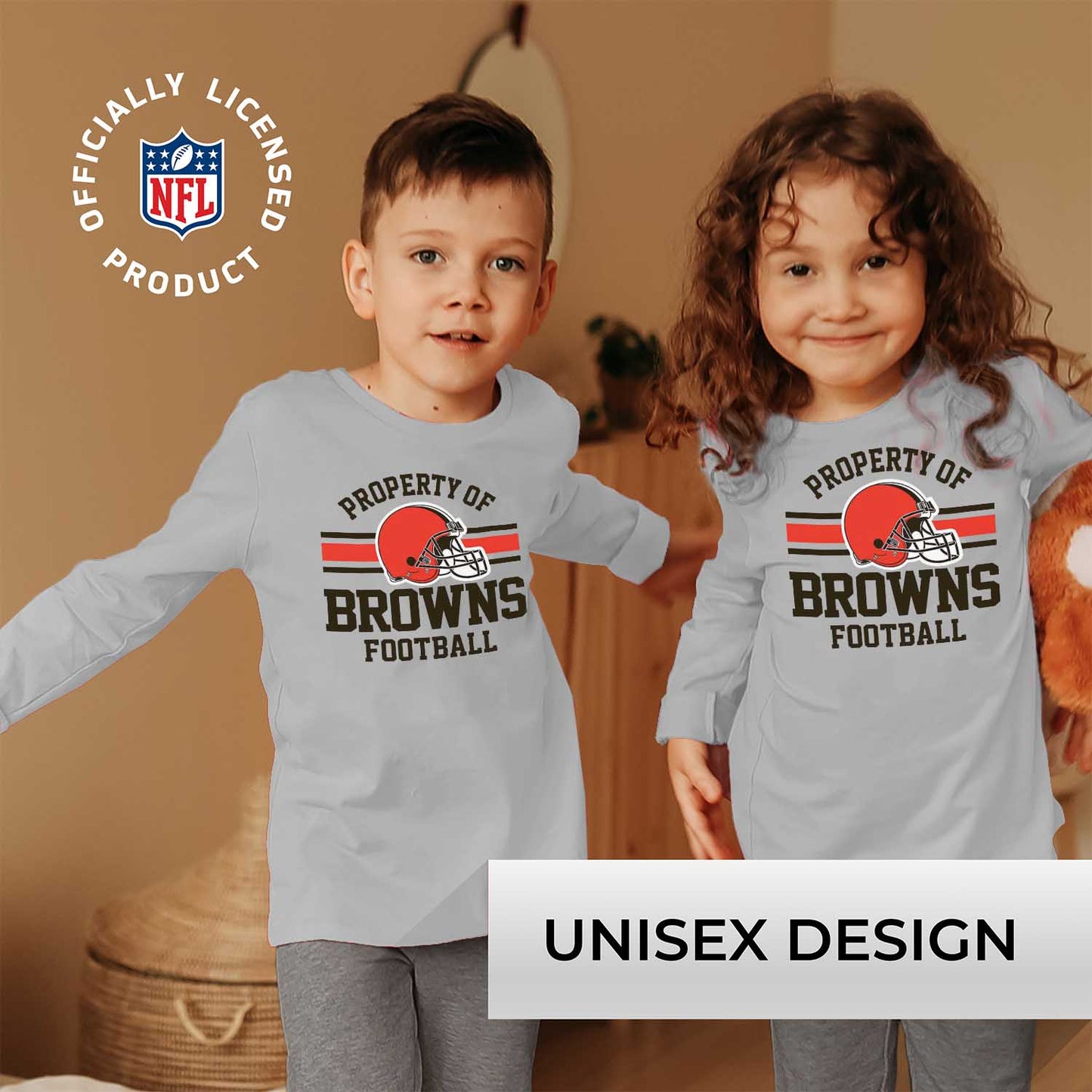 Cleveland Browns NFL Youth Property Of Crew Sweatshirt - Sport Gray