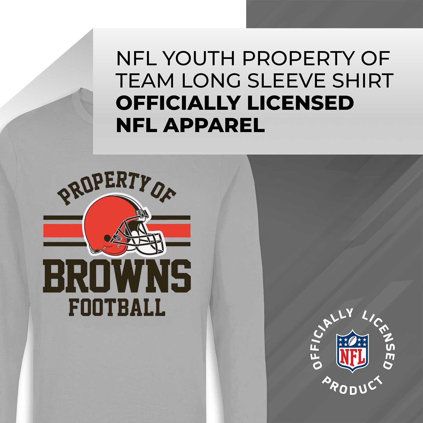 Cleveland Browns NFL Youth Property Of Crew Sweatshirt - Sport Gray