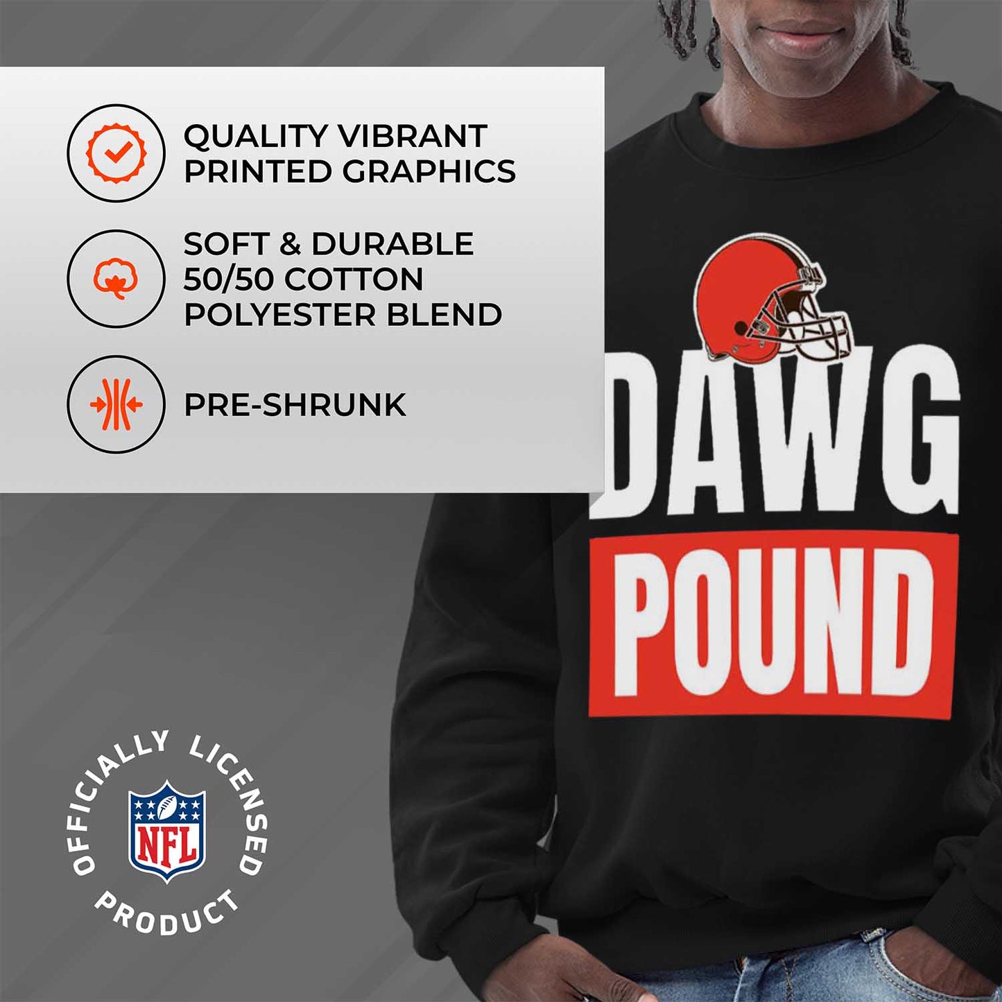 Cleveland Browns NFL Adult Slogan Crewneck Sweatshirt - Black