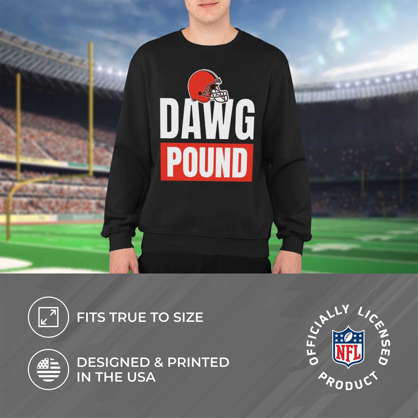 Cleveland Browns NFL Adult Slogan Crewneck Sweatshirt - Black