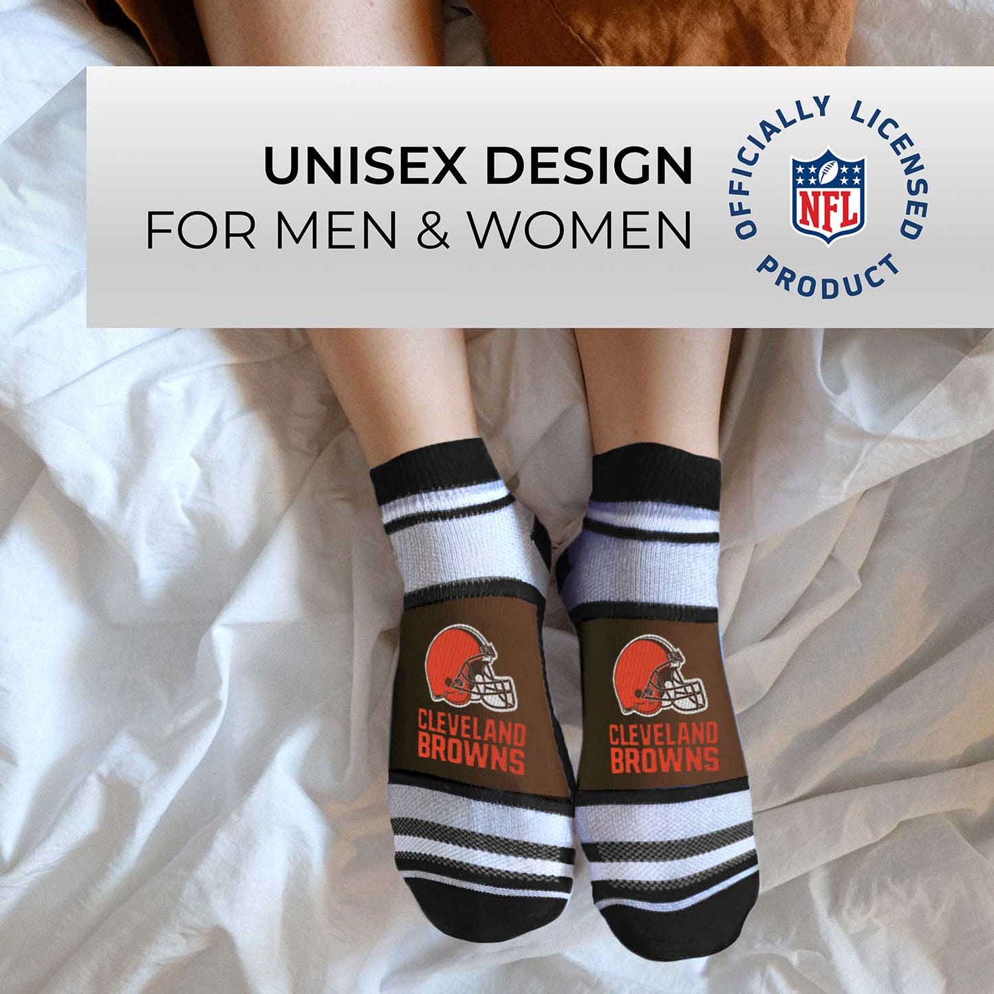 Cleveland Browns Adult Marquis Addition No Show Socks - Brown