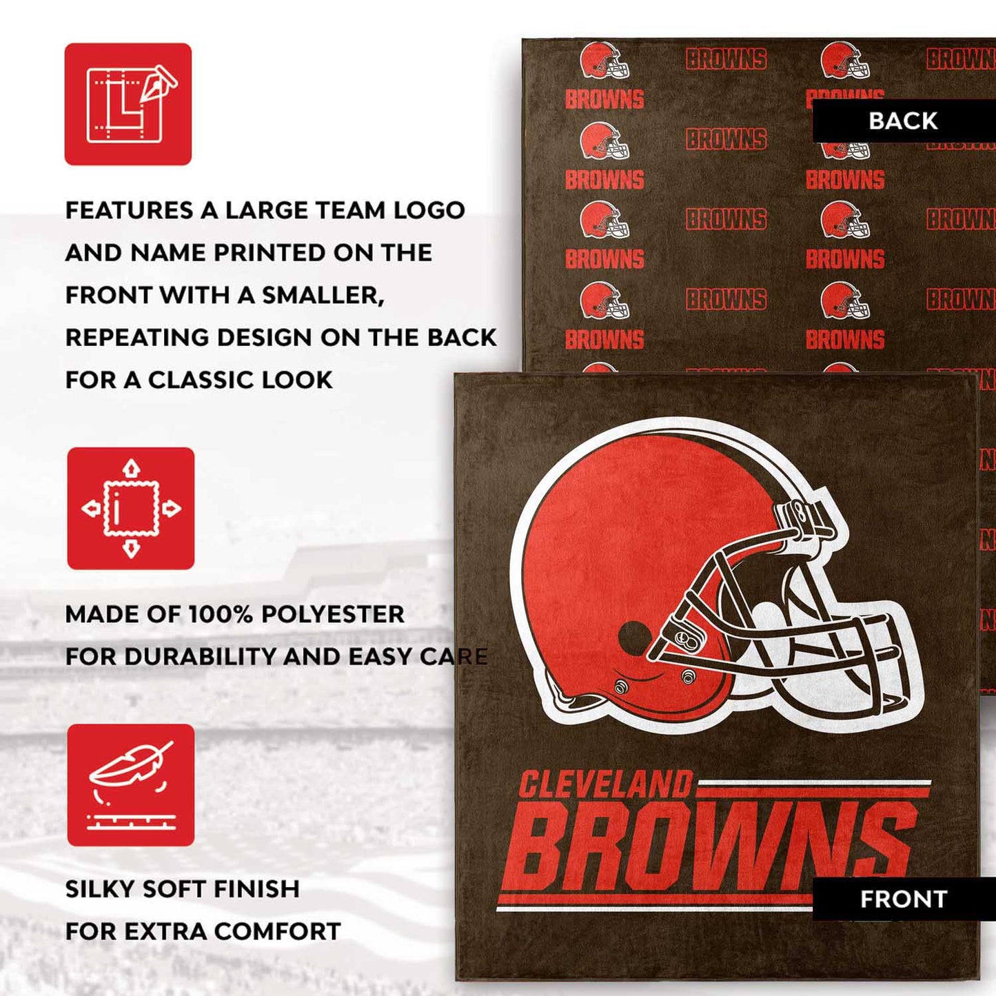 Cleveland Browns NFL Double Sided Blanket - Brown