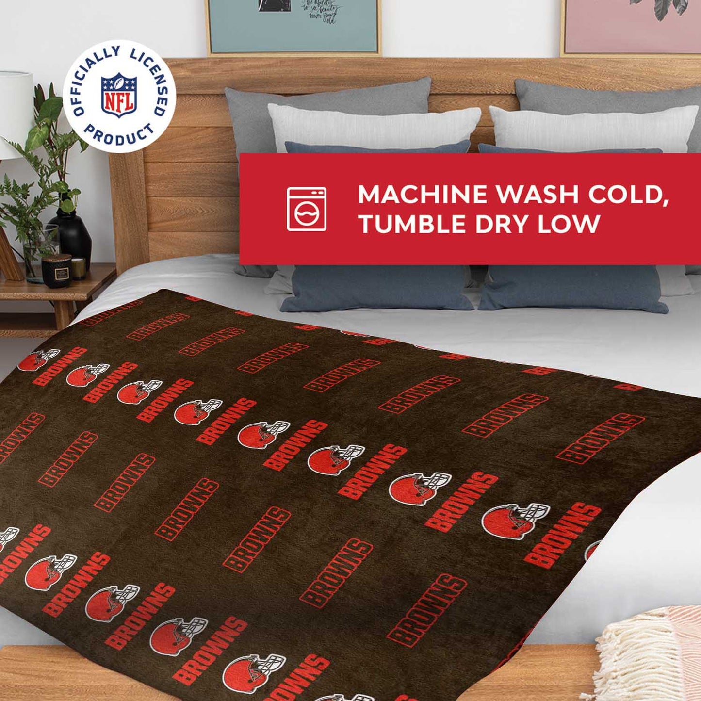 Cleveland Browns NFL Double Sided Blanket - Brown