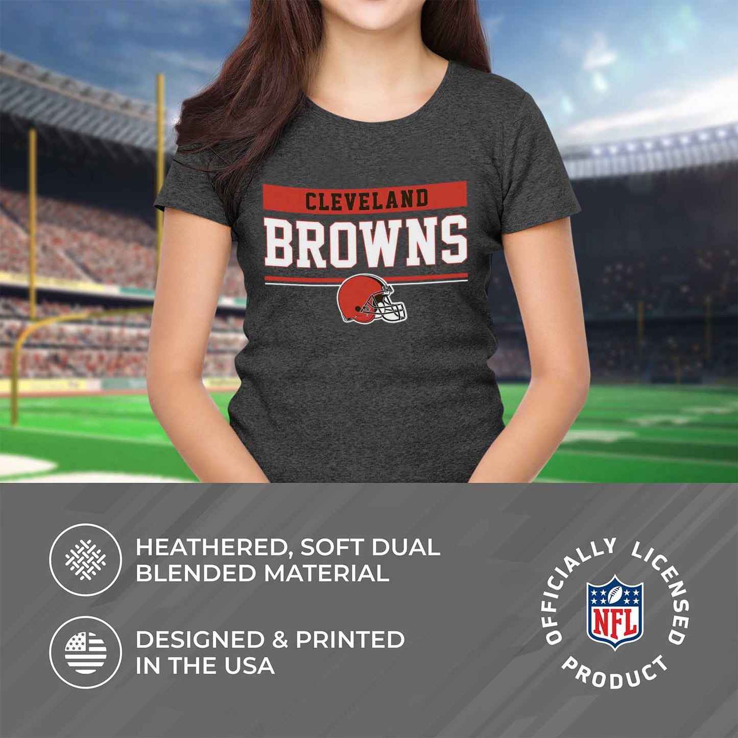 Cleveland Browns NFL Women's Team Block Plus Sized Relaxed Fit T-Shirt - Charcoal