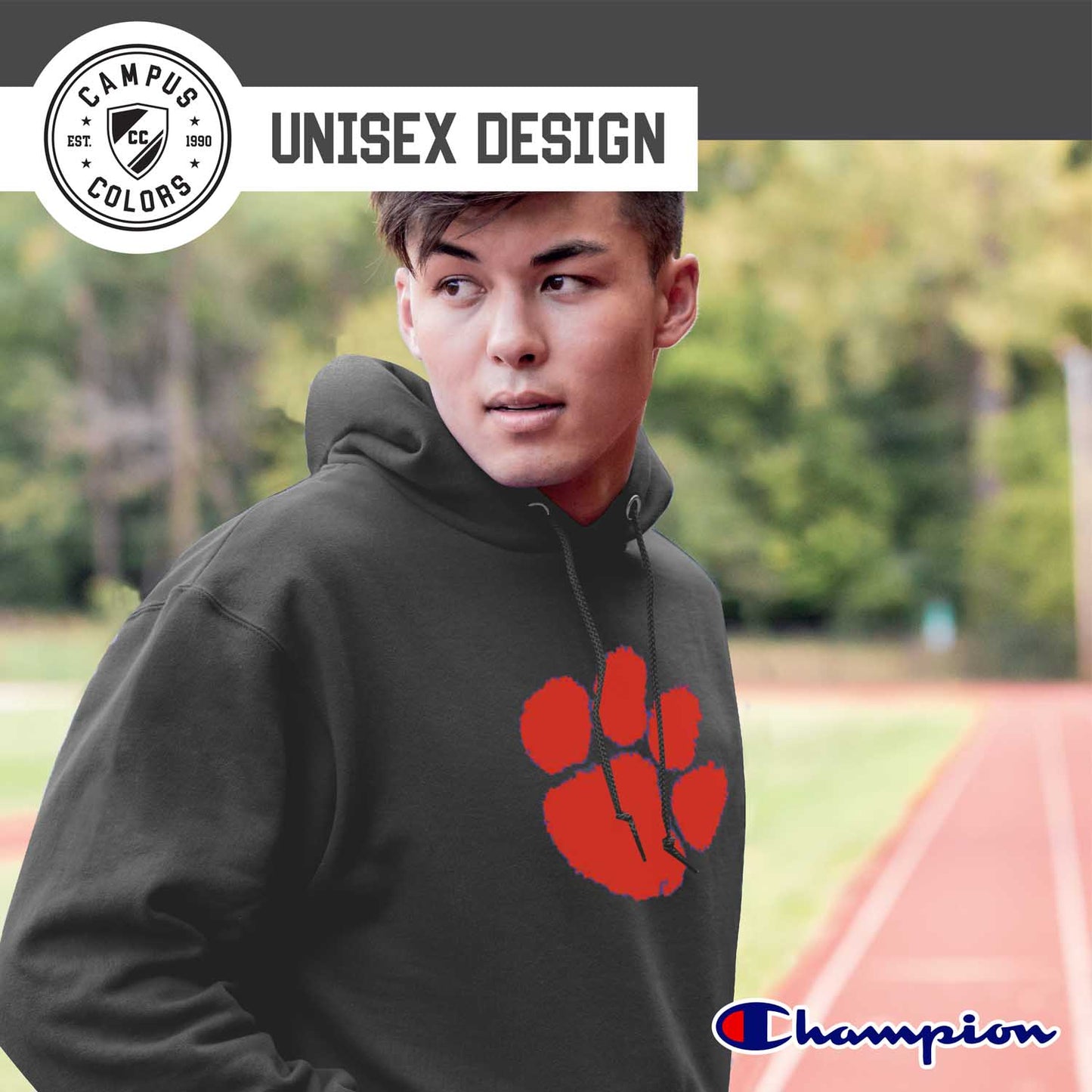 Clemson Tigers Adult Mascot Fleece Hooded Sweatshirt - Charcoal