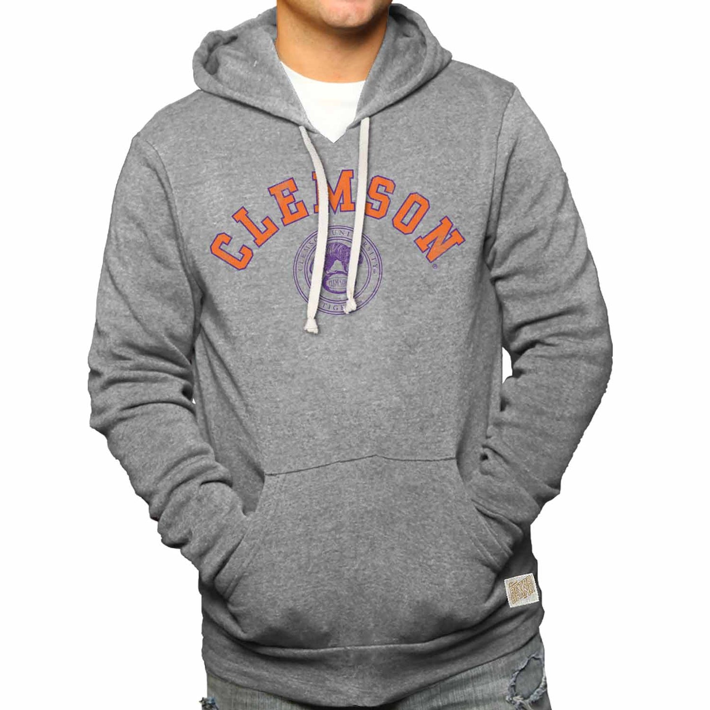 Clemson Tigers College Gray University Seal Hooded Sweatshirt - Gray