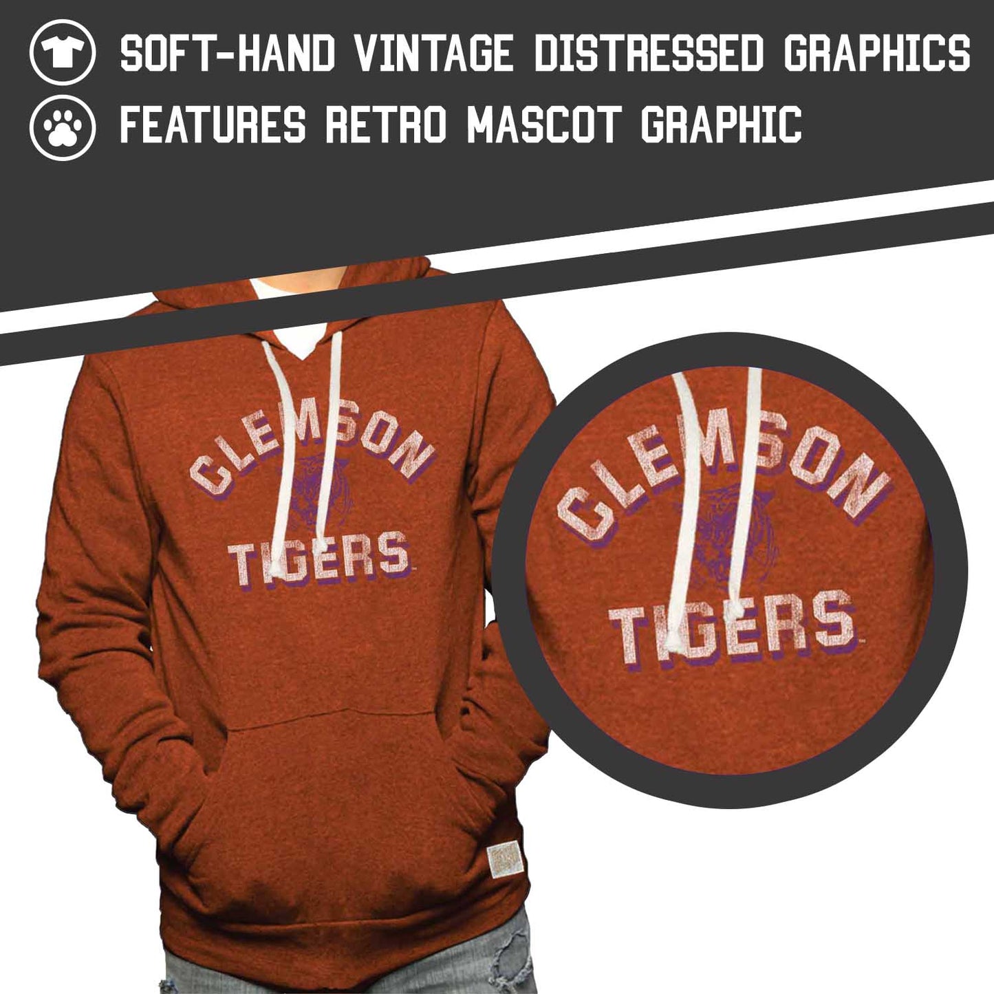Clemson Tigers Adult University Hoodie - Orange
