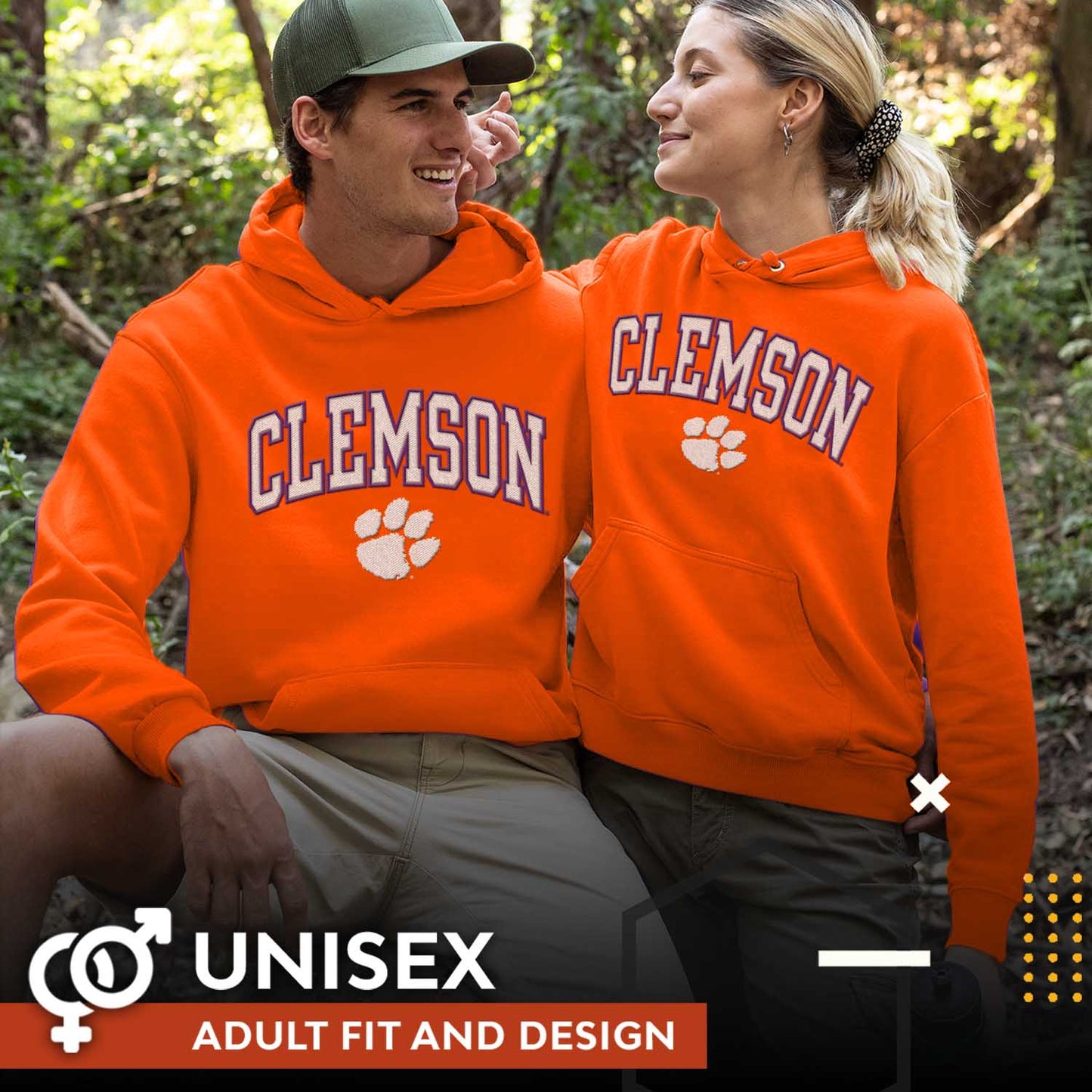 Clemson Tigers NCAA Adult Tackle Twill Hooded Sweatshirt - Orange