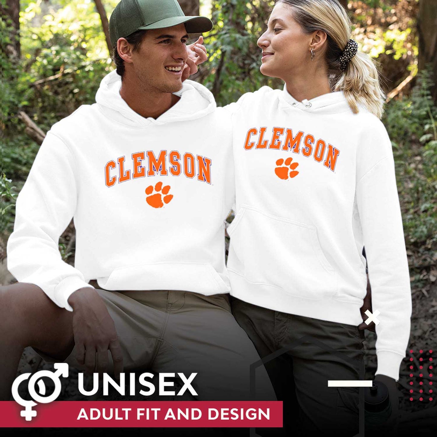 Clemson Tigers Adult Arch & Logo Soft Style Gameday Hooded Sweatshirt - White