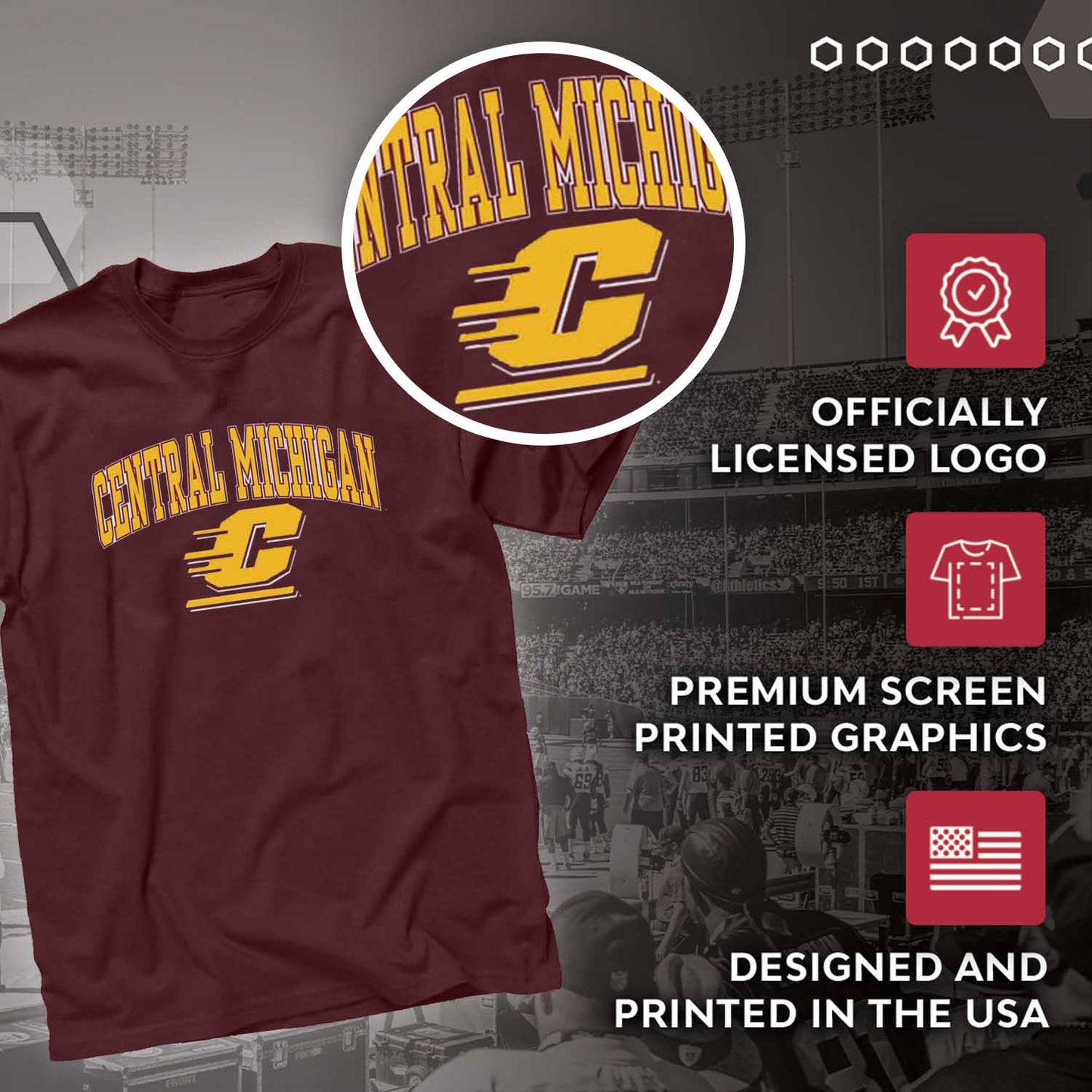 Central Michigan Chippewas NCAA Adult Gameday Cotton T-Shirt - Maroon