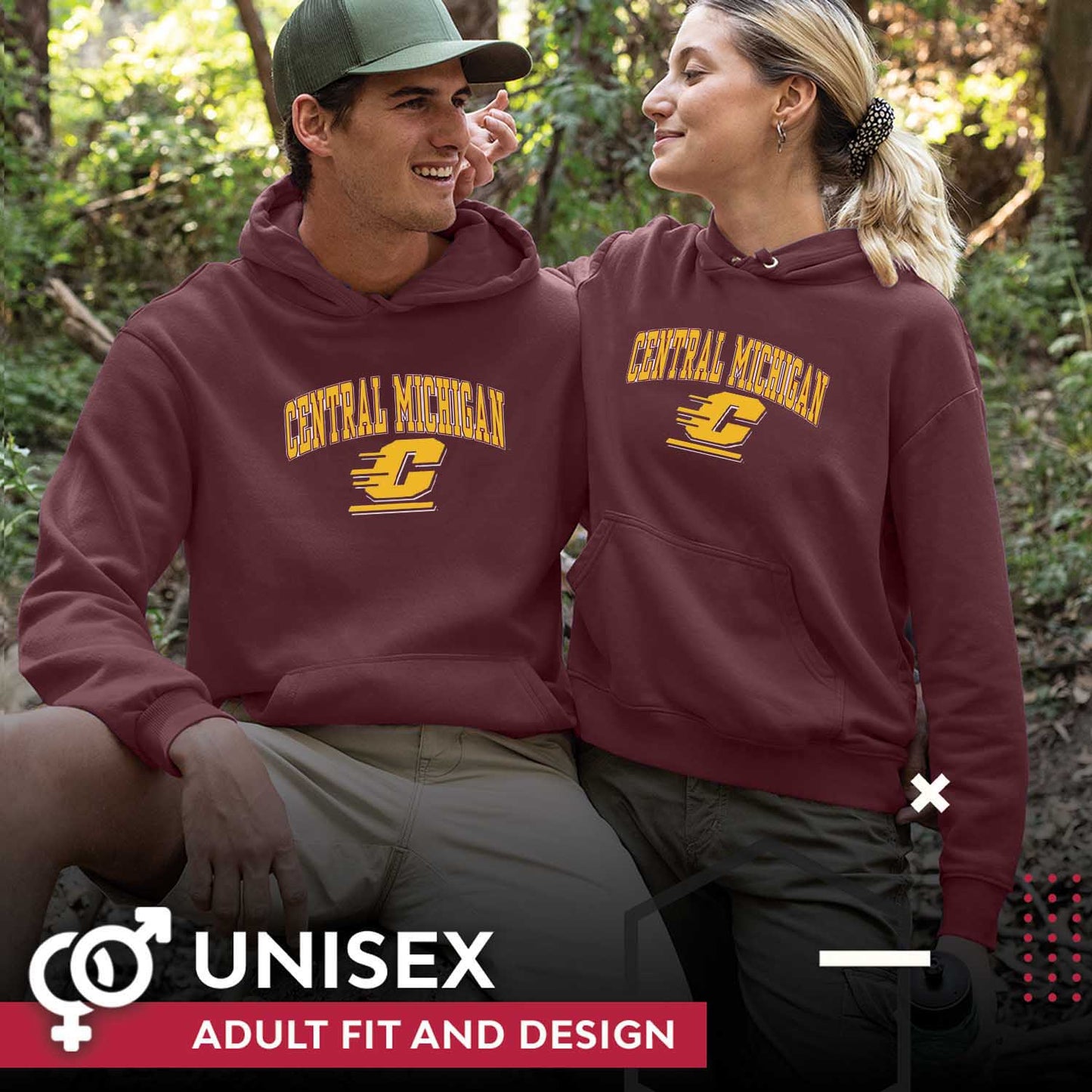 Central Michigan Chippewas Adult Arch & Logo Soft Style Gameday Hooded Sweatshirt - Maroon