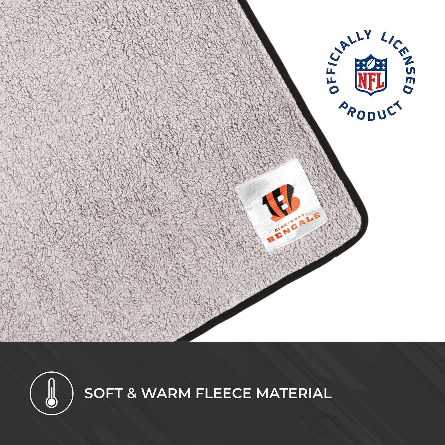 Cincinnati Bengals NFL Silk Touch Sherpa Throw Blanket - Black