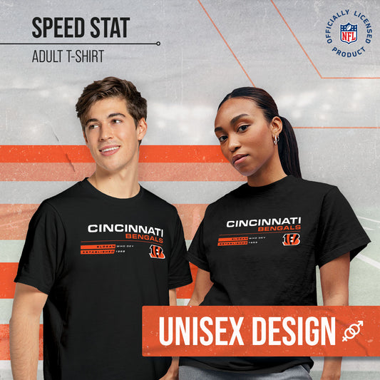 Cincinnati Bengals Adult NFL Speed Stat Sheet T-Shirt - Black