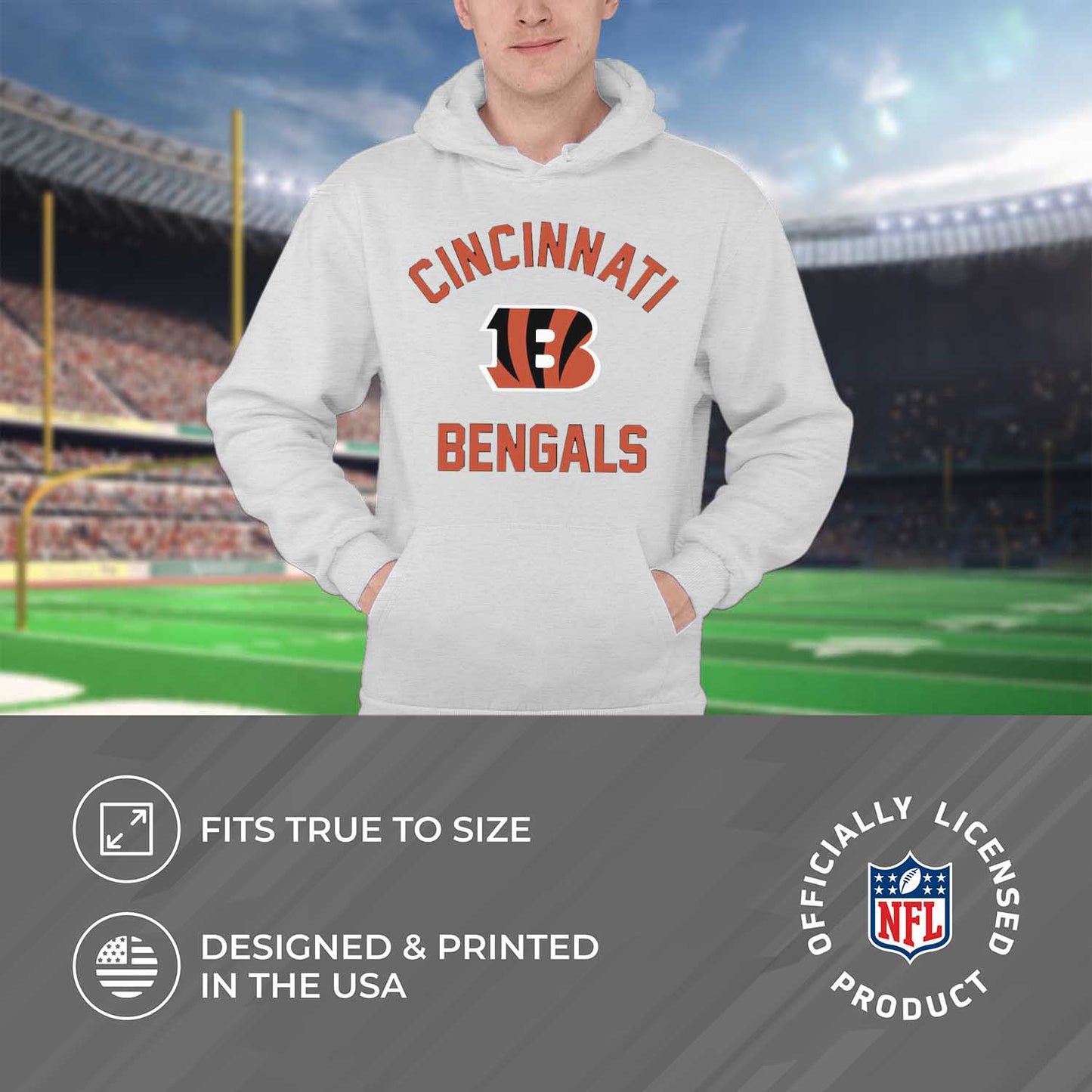 Cincinnati Bengals NFL Adult Gameday Hooded Sweatshirt - Sport Gray