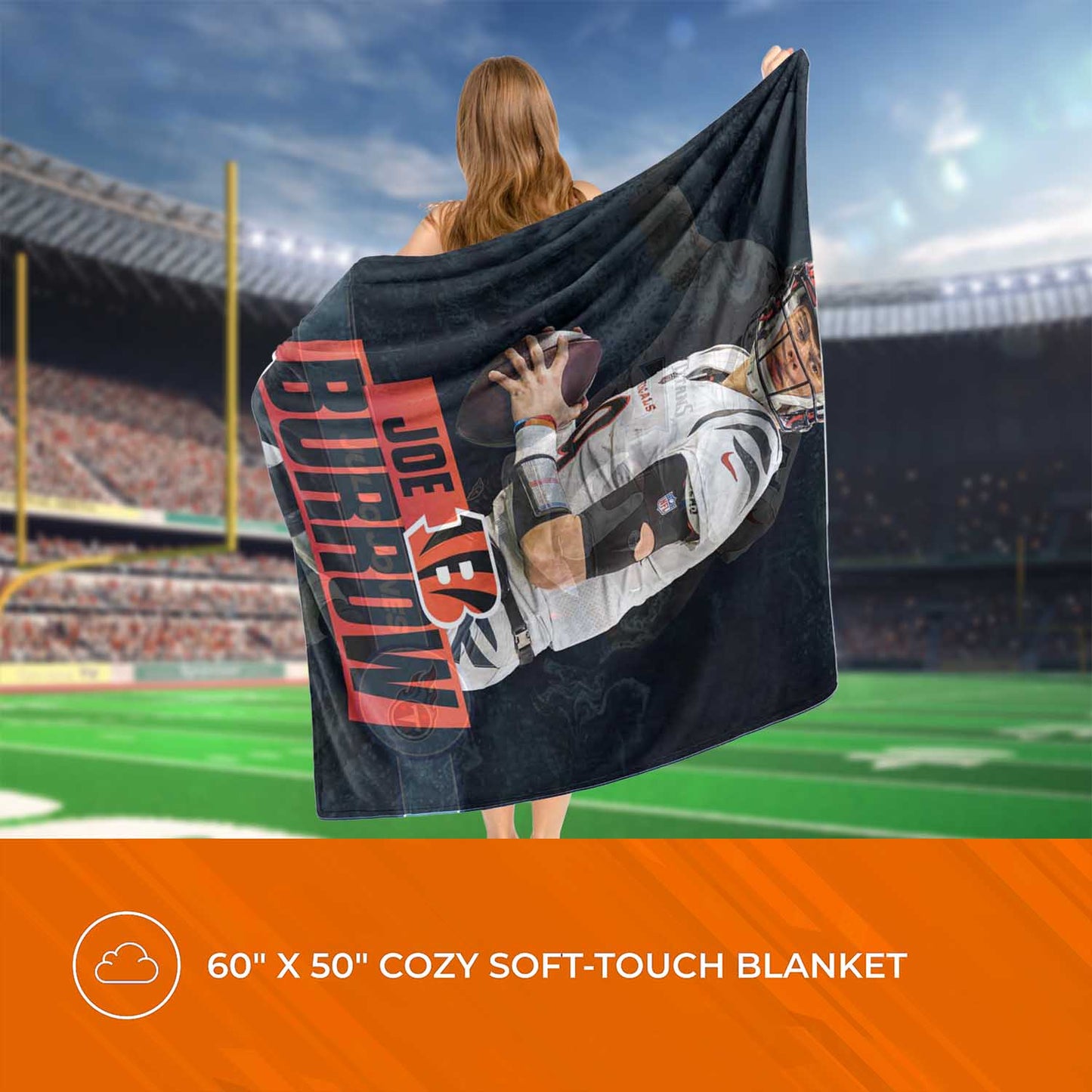 Cincinnati Bengals NFL Hi-Def Silk Blanket - Black