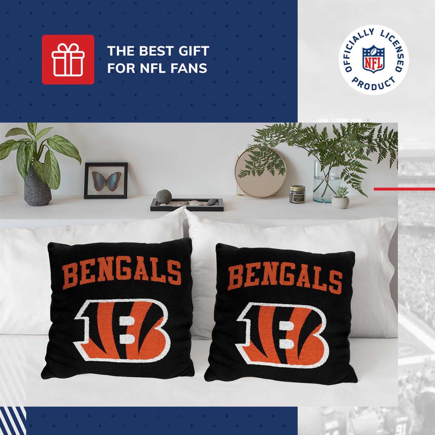 Cincinnati Bengals NFL Decorative Football Throw Pillow - Black