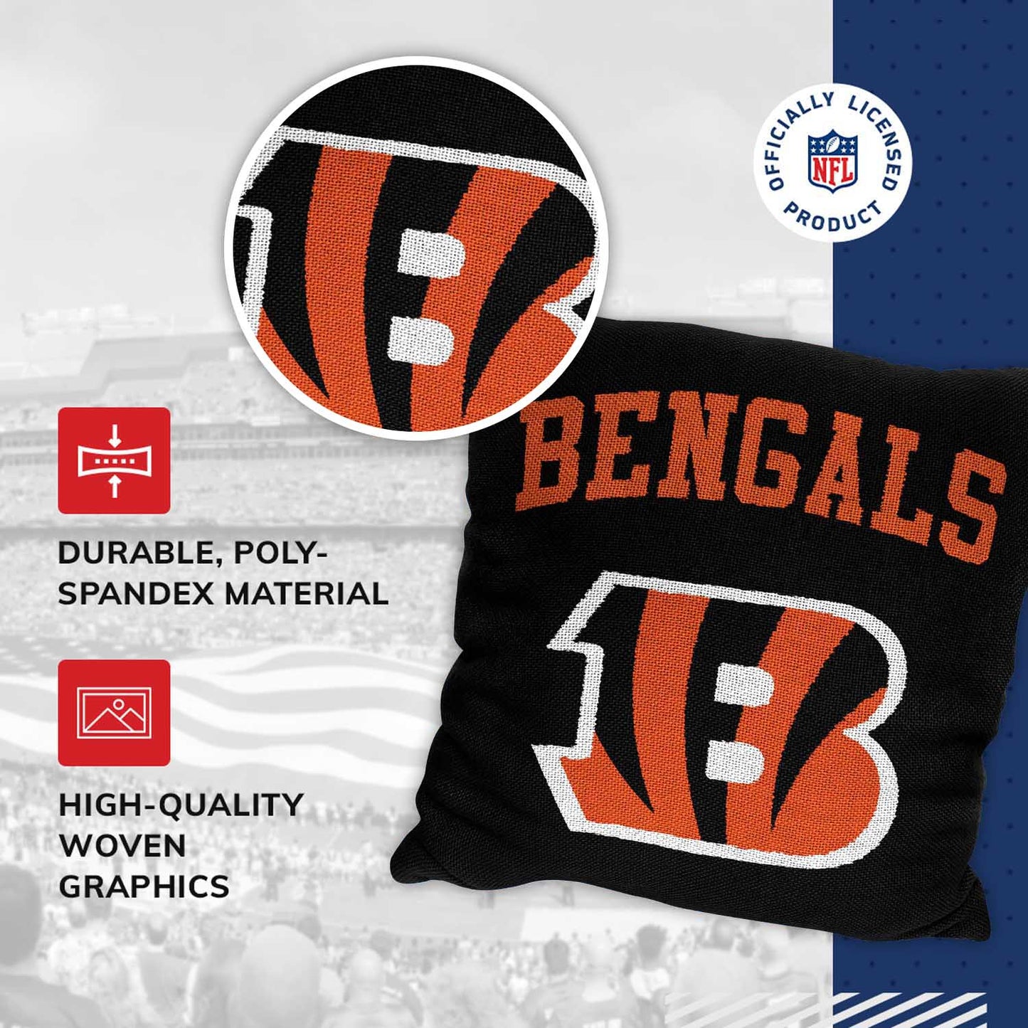 Cincinnati Bengals NFL Decorative Football Throw Pillow - Black