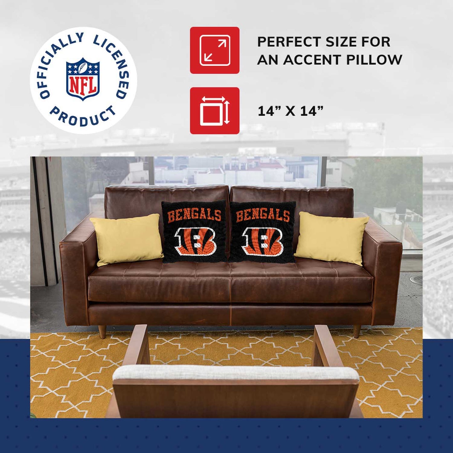Cincinnati Bengals NFL Decorative Football Throw Pillow - Black
