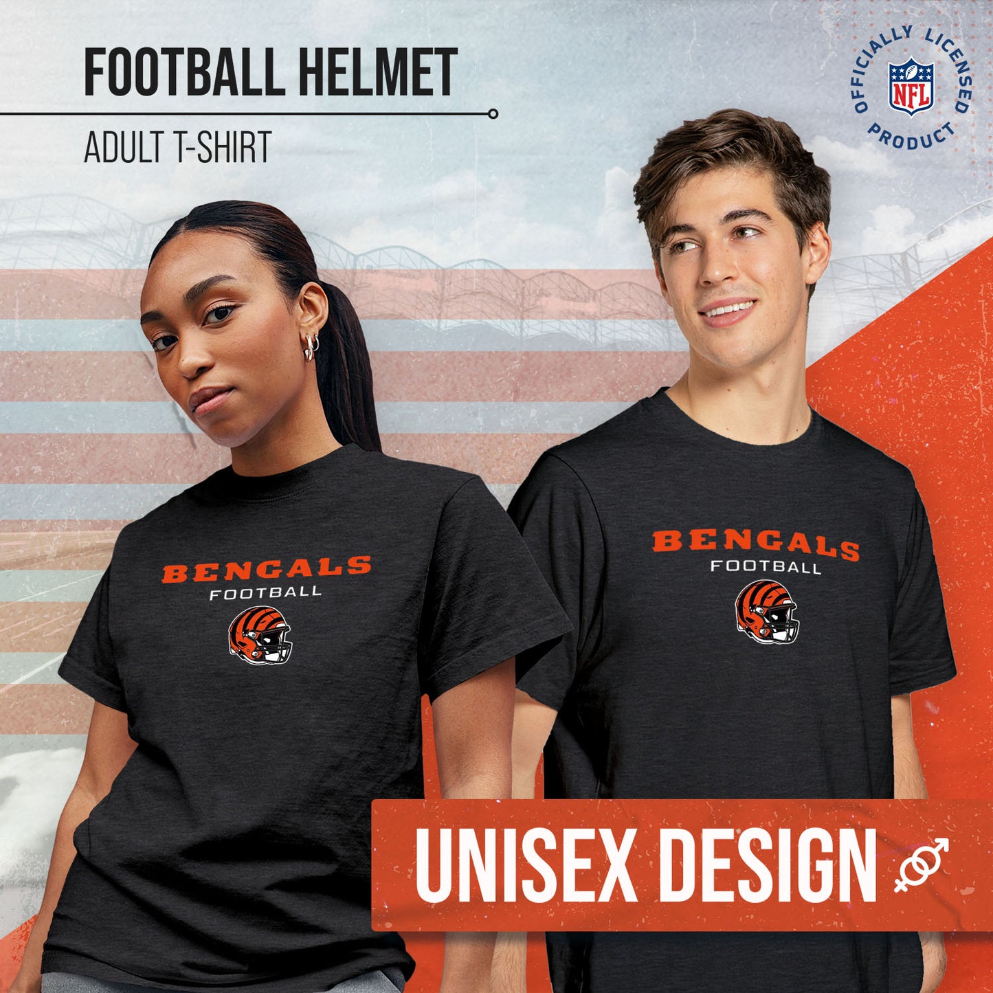 Cincinnati Bengals NFL Adult Football Helmet Tagless T-Shirt - Charcoal
