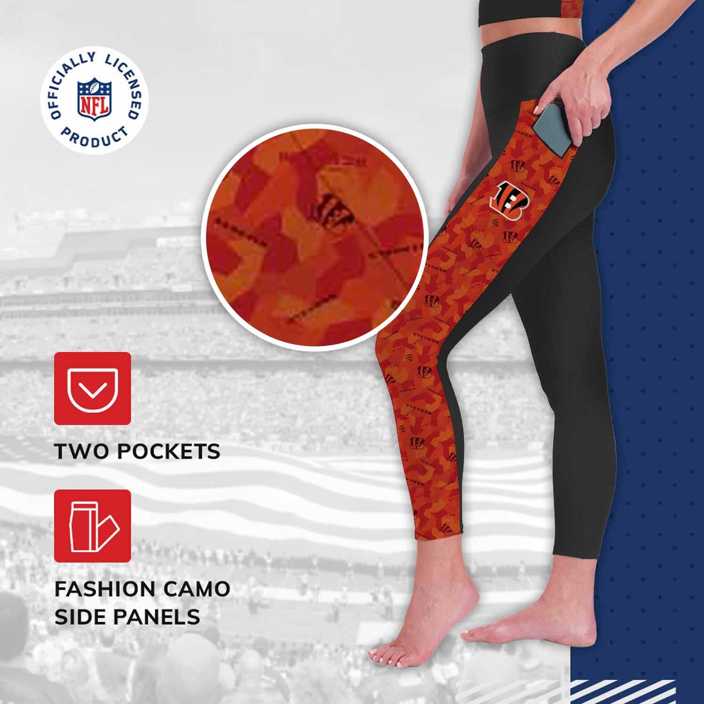 Cincinnati Bengals NFL High Waisted Leggings for Women - Black