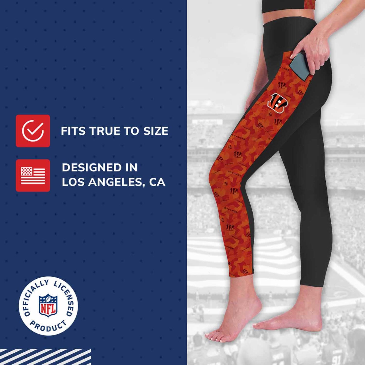 Cincinnati Bengals NFL High Waisted Leggings for Women - Black