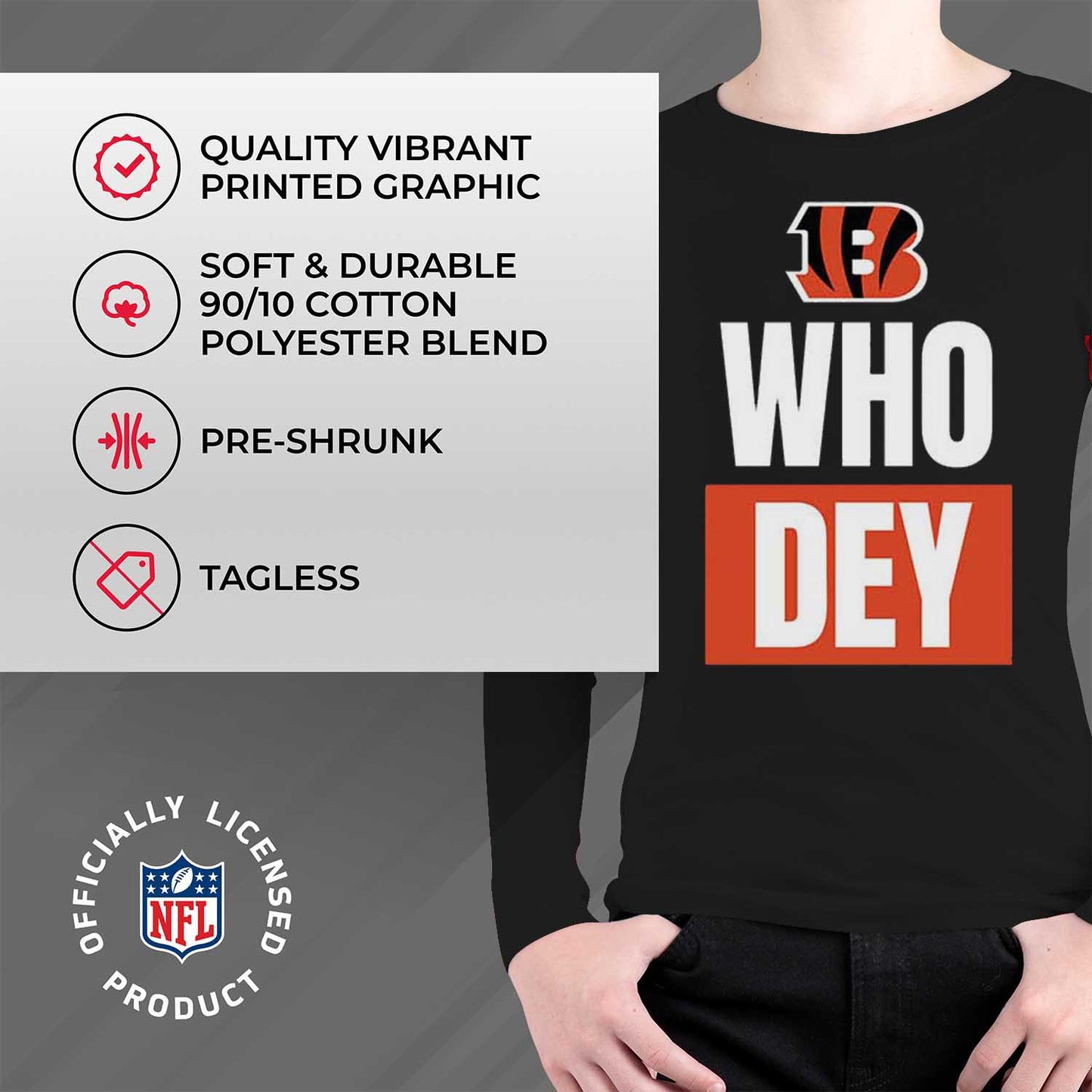 Cincinnati Bengals NFL Youth Team Slogan Long Sleeve Shirt - Black