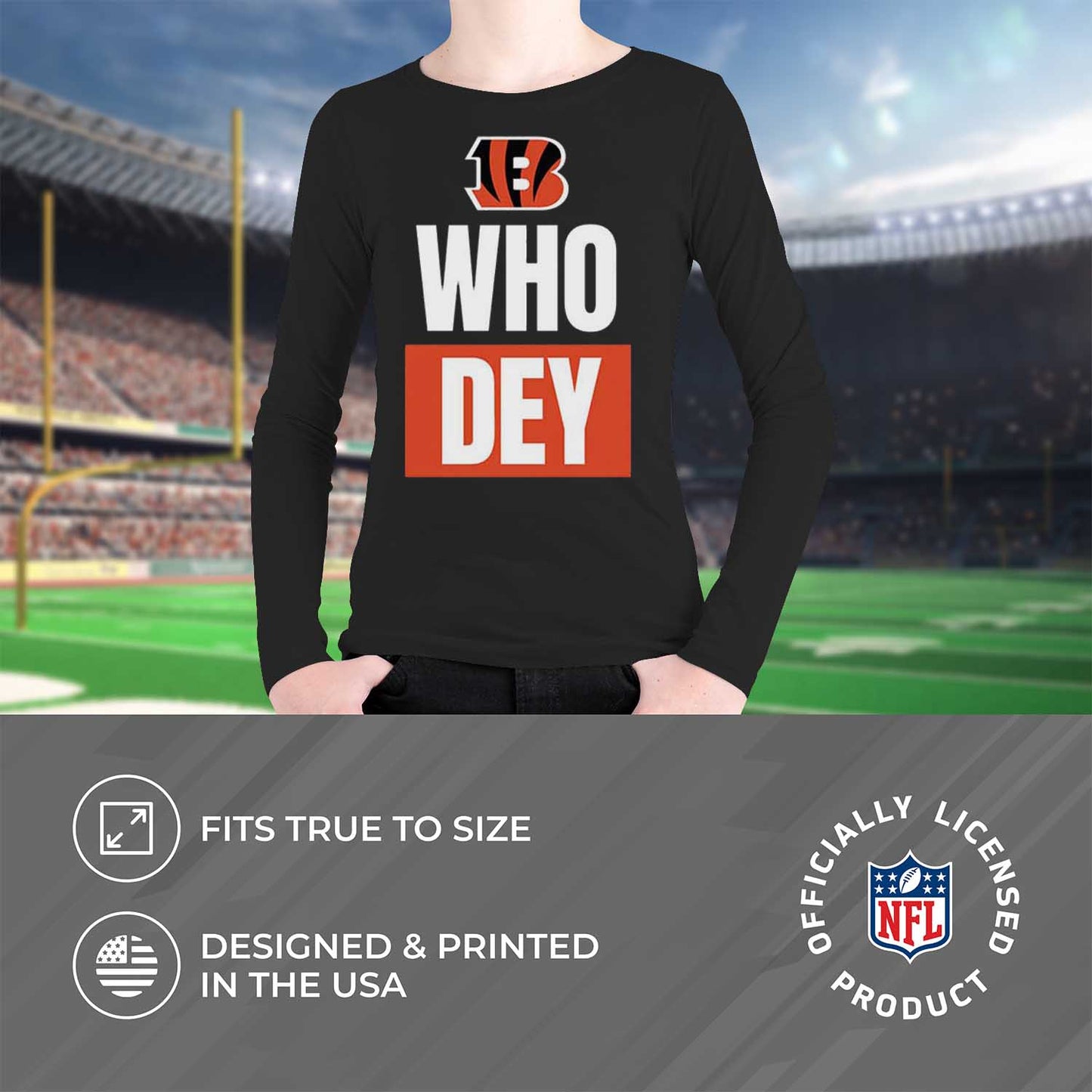 Cincinnati Bengals NFL Youth Team Slogan Long Sleeve Shirt - Black