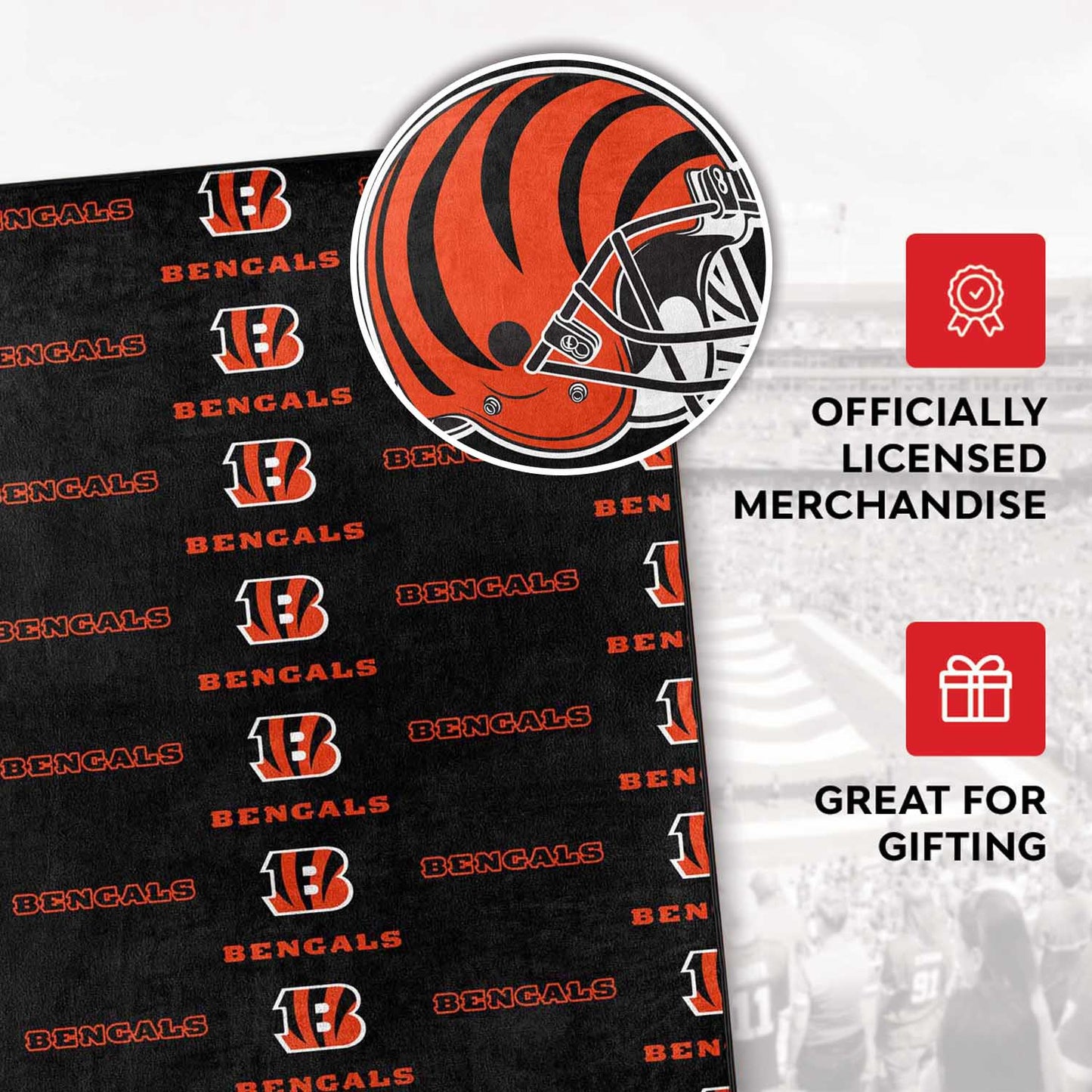 Cincinnati Bengals NFL Double Sided Blanket - Black