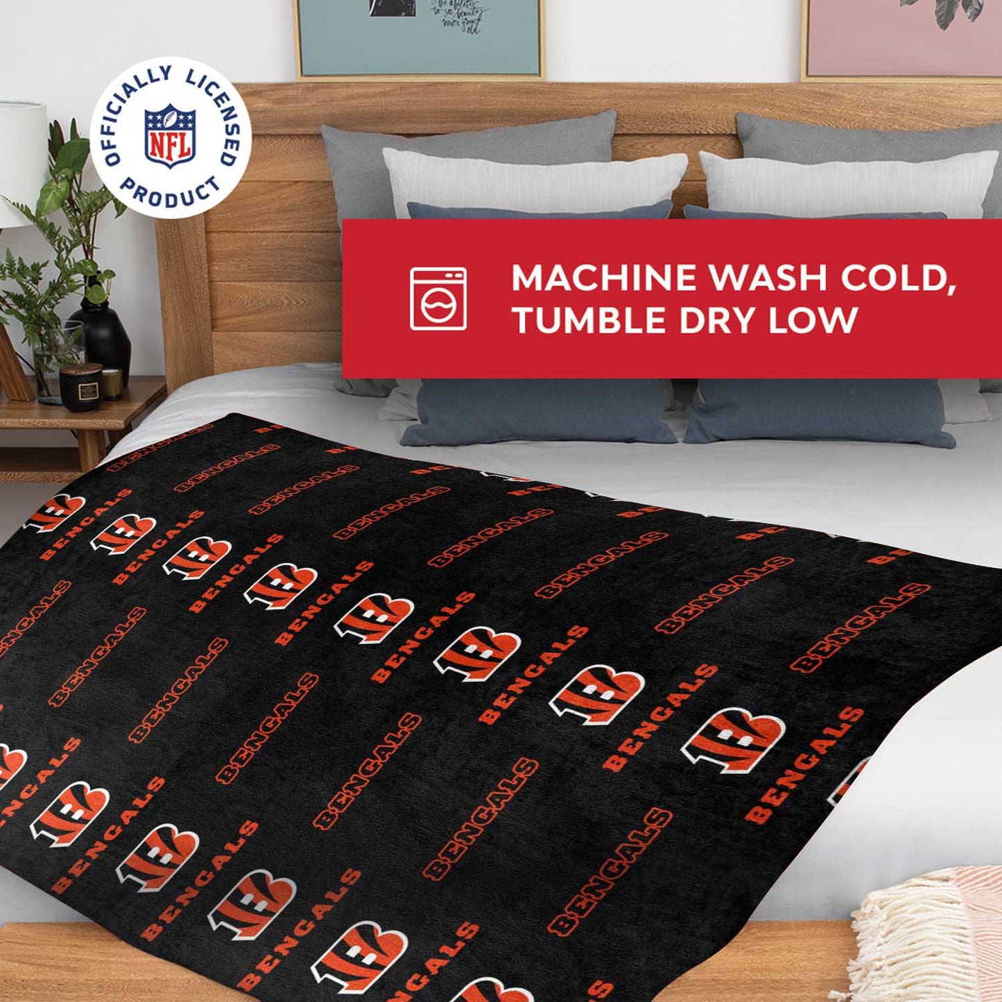 Cincinnati Bengals NFL Double Sided Blanket - Black