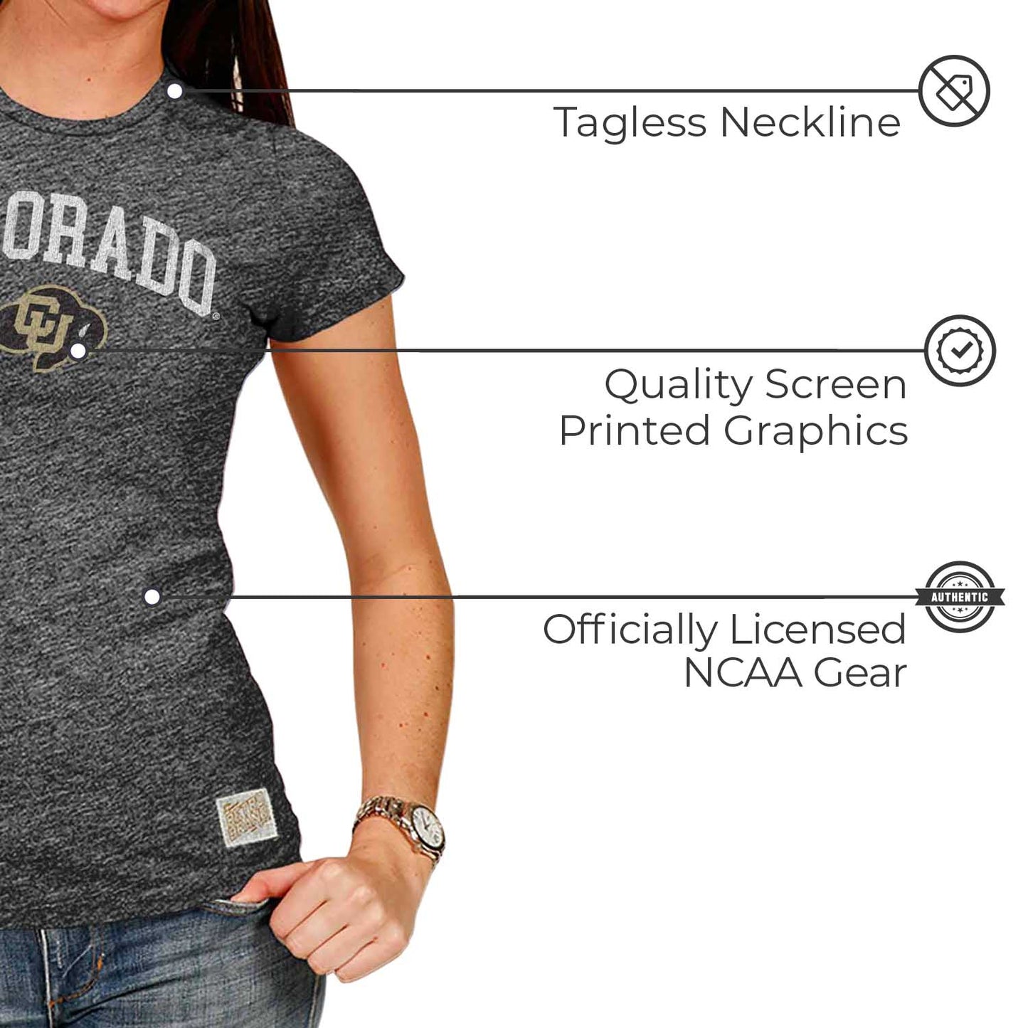 Colorado Buffaloes University Women's T-Shirt - Black