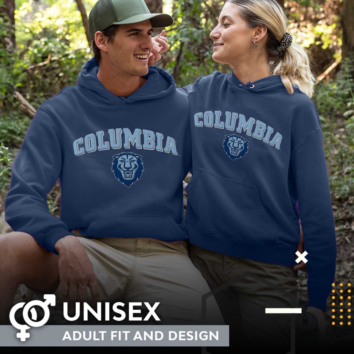 Columbia Lions NCAA Adult Tackle Twill Hooded Sweatshirt - Navy