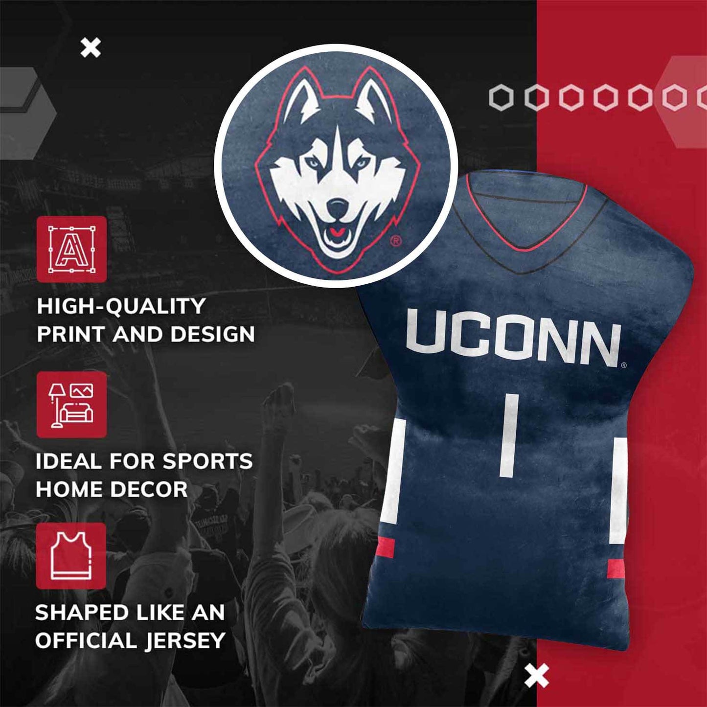 UCONN Huskies NCAA Jersey Cloud Pillow - Navy