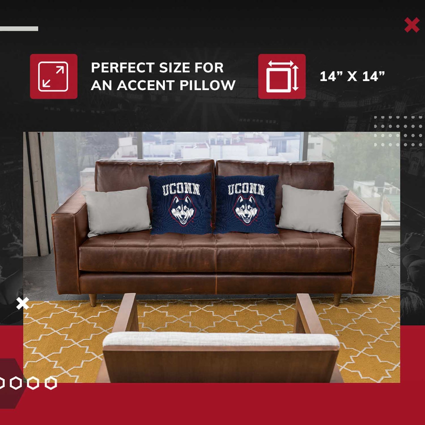 UCONN Huskies NCAA Decorative Pillow - Navy