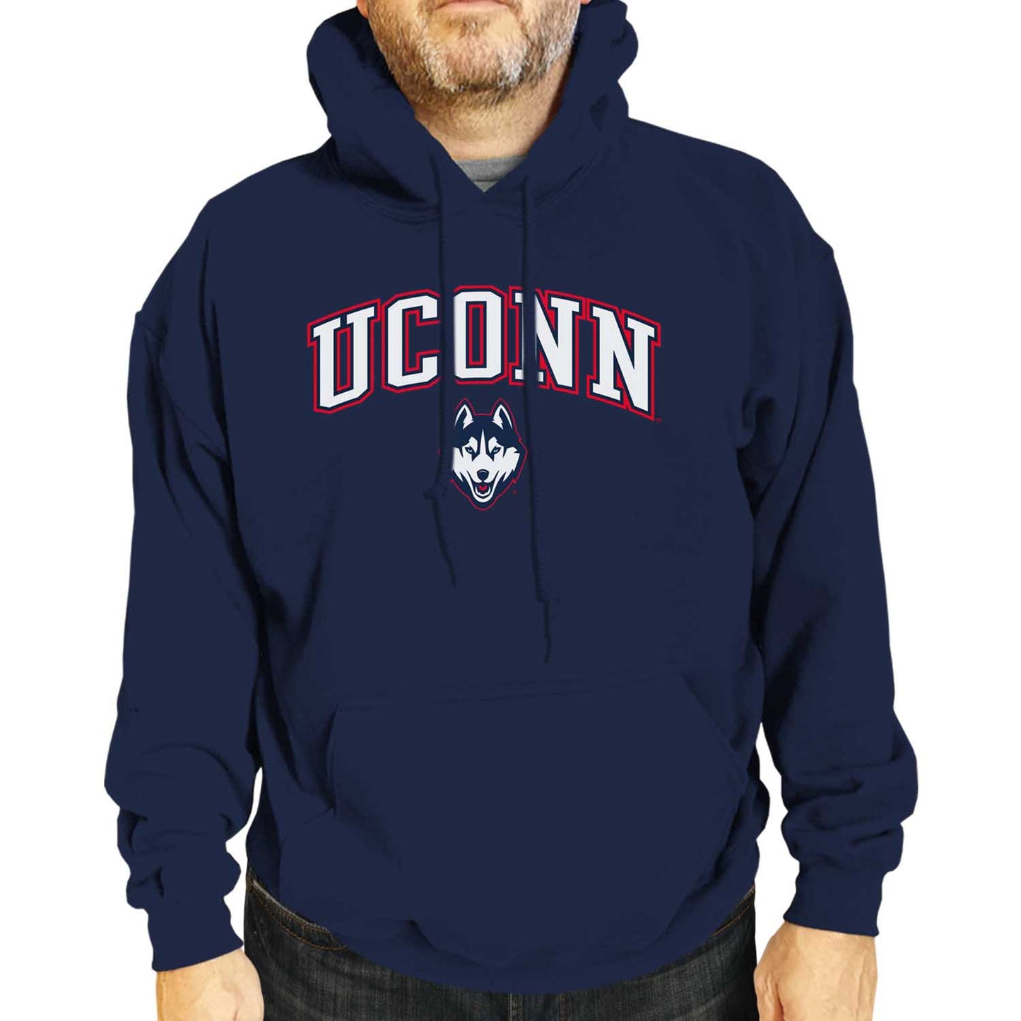 UCONN Huskies Adult Arch & Logo Soft Style Gameday Hooded Sweatshirt - Navy