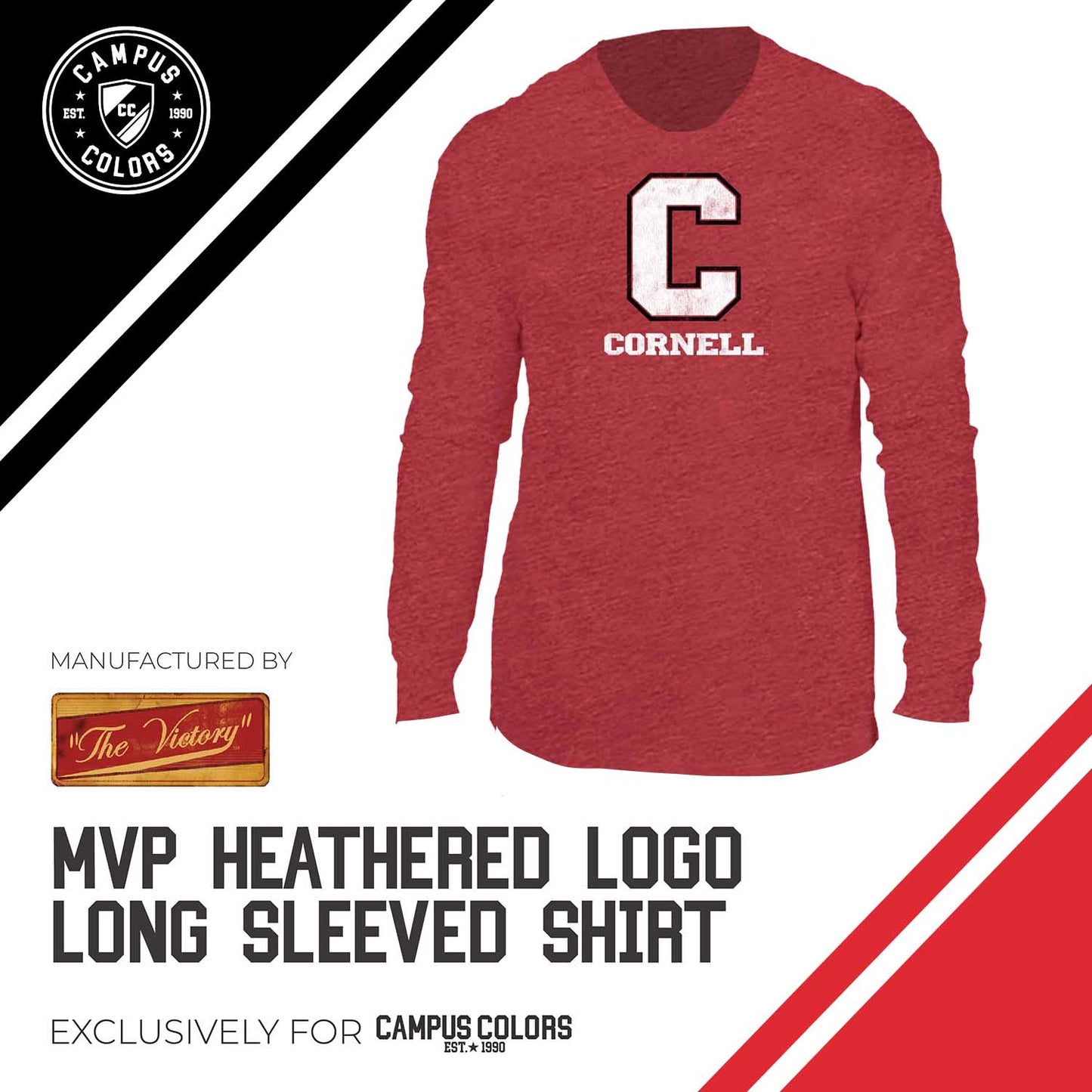Cornell Big Red NCAA MVP Adult Long-Sleeve Shirt - Red
