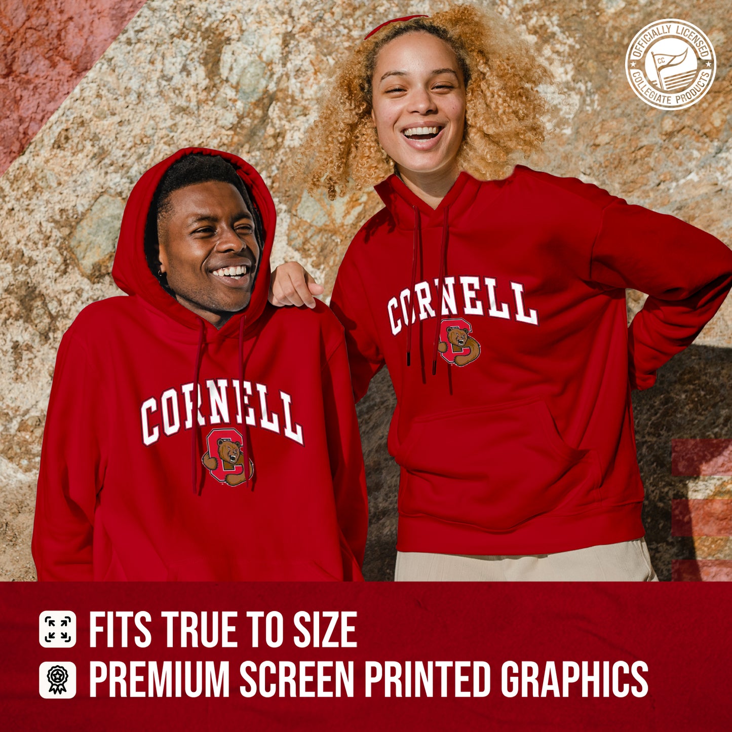 Cornell Big Red Campus Colors Adult Arch & Logo Soft Style Gameday Hooded Sweatshirt - Red