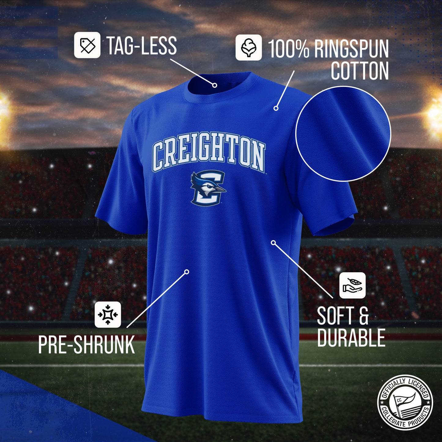 Creighton Bluejays NCAA Adult Gameday Cotton T-Shirt - Royal