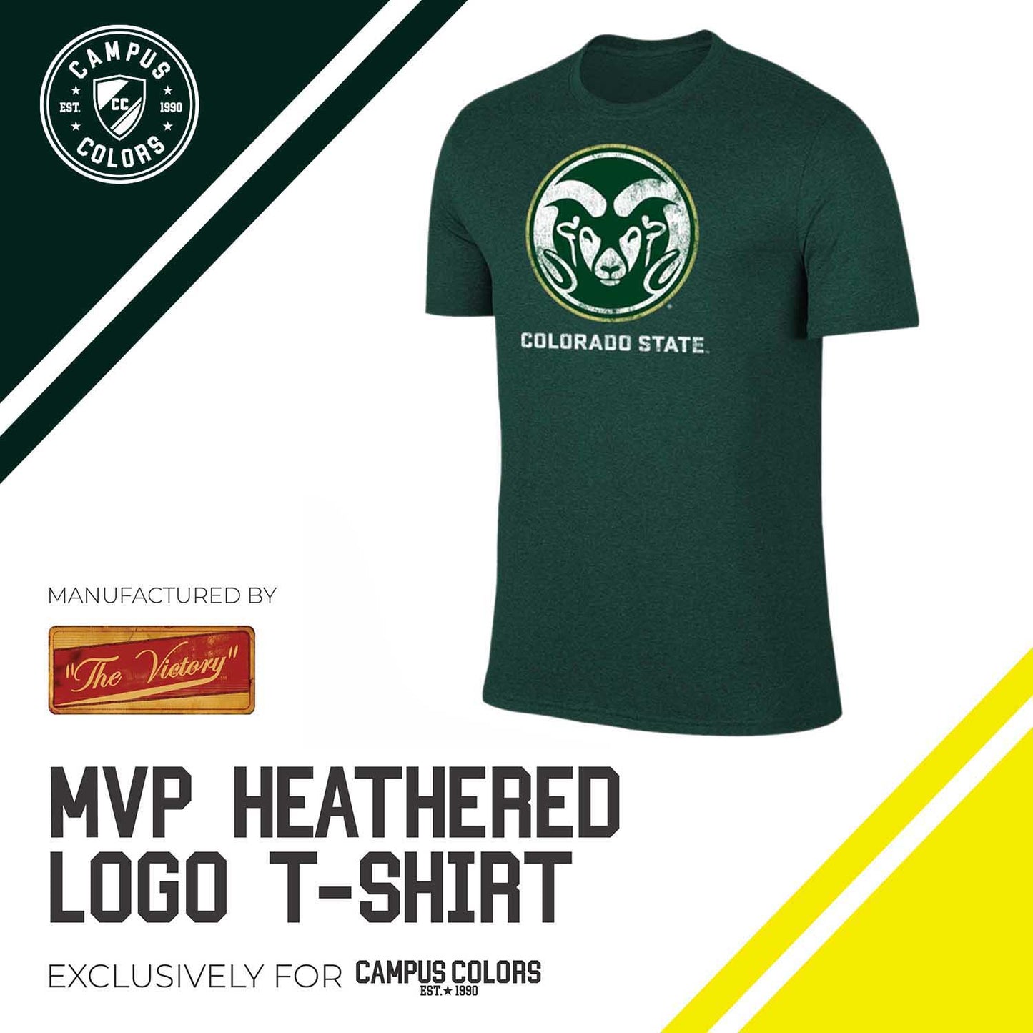 Colorado State Rams Adult MVP Heathered Cotton Blend T-Shirt - Green