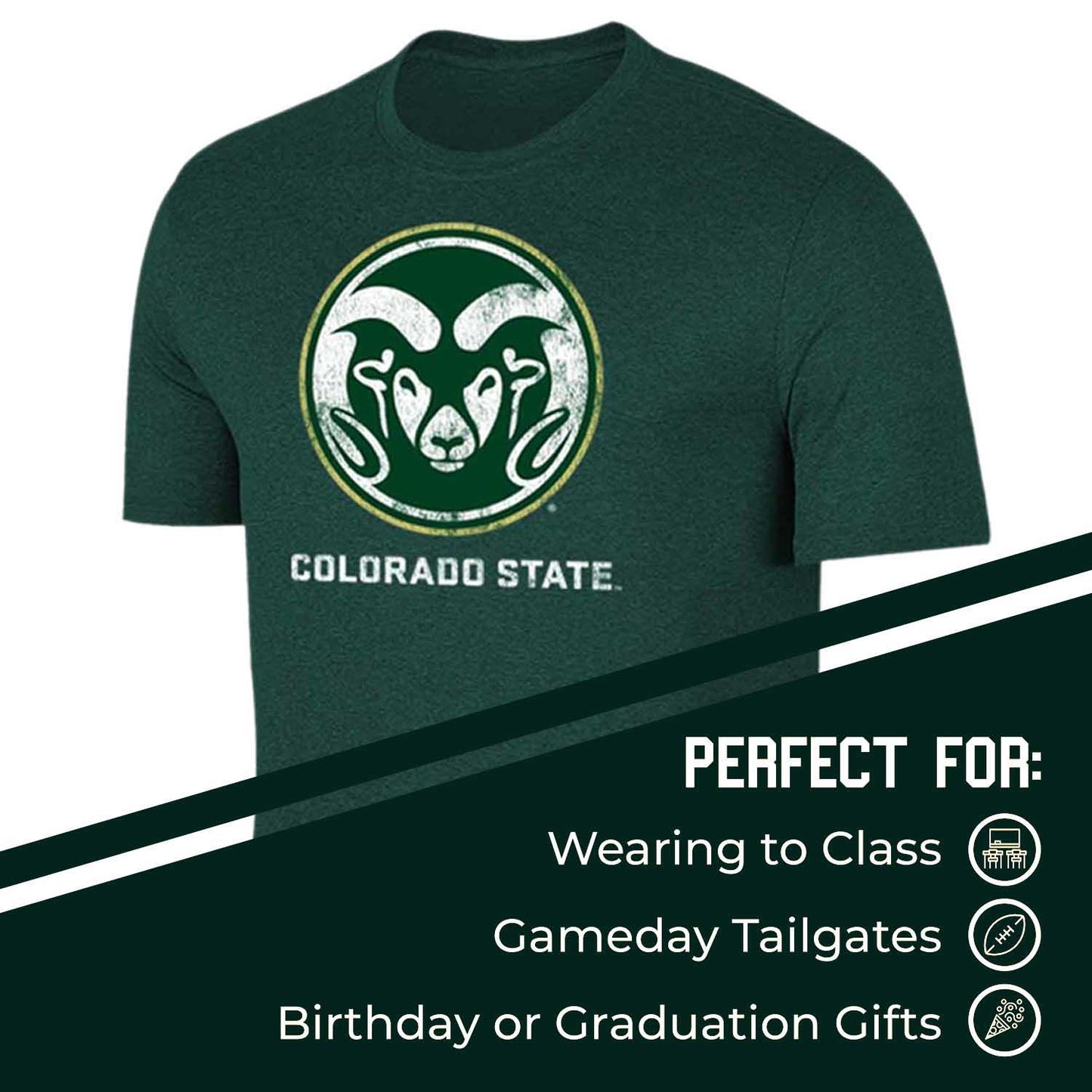 Colorado State Rams Adult MVP Heathered Cotton Blend T-Shirt - Green