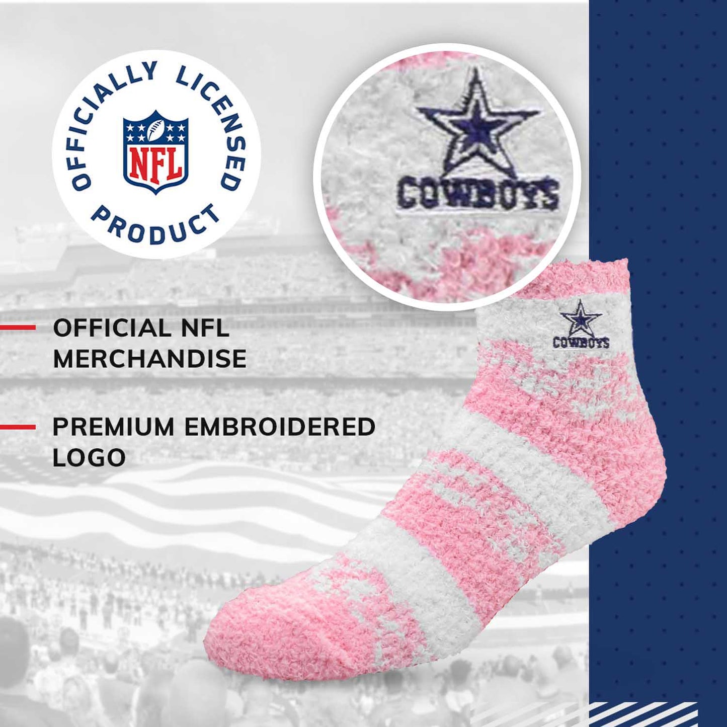 Dallas Cowboys NFL Cozy Soft Slipper Socks - Pink