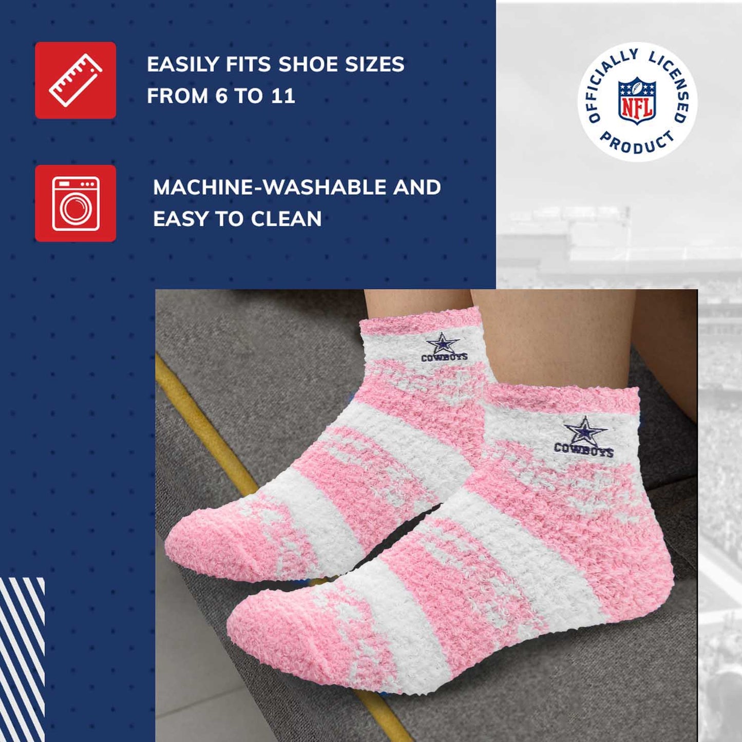 Dallas Cowboys NFL Cozy Soft Slipper Socks - Pink