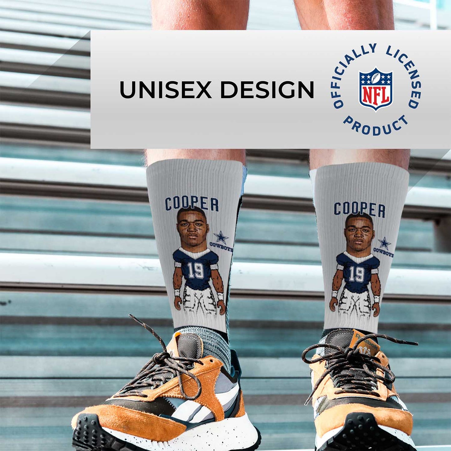 Dallas Cowboys NFL Adult V Curve MVP Player Crew Socks - Sport Gray #19