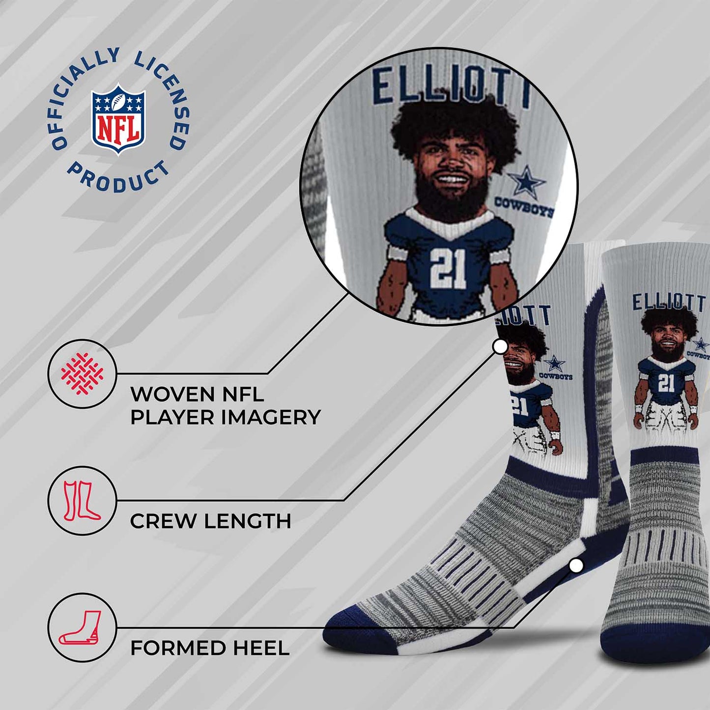 Dallas Cowboys NFL V Curve Socks - Sport Gray
