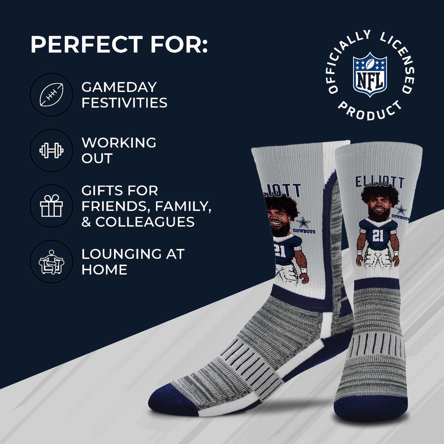 Dallas Cowboys NFL V Curve Socks - Sport Gray
