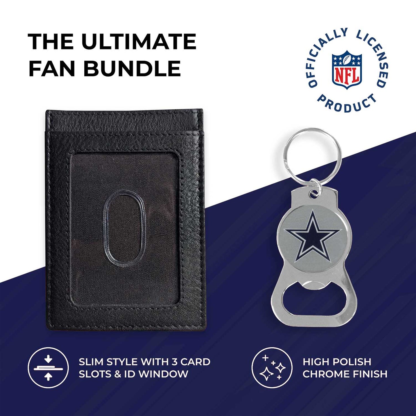 Dallas Cowboys NFL Bottle Opener Keychain Bundle - Black