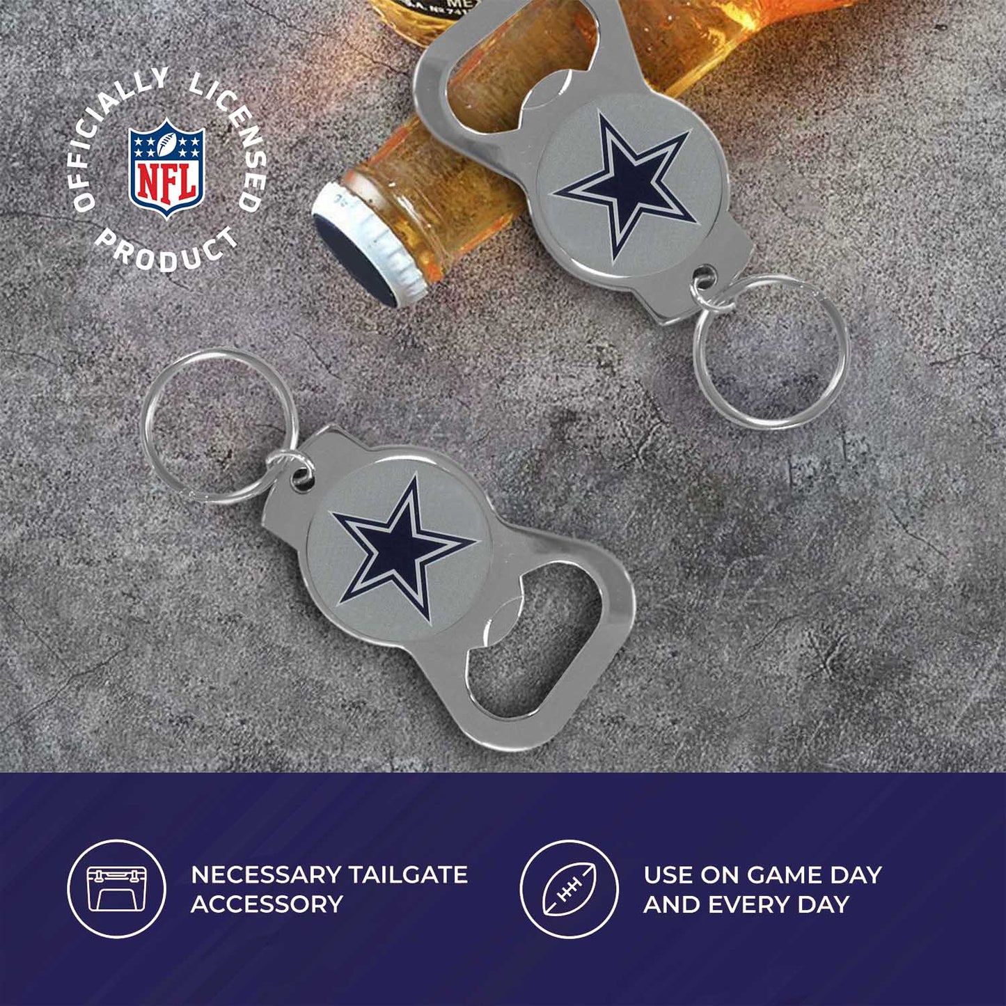 Dallas Cowboys NFL Bottle Opener Keychain Bundle - Black