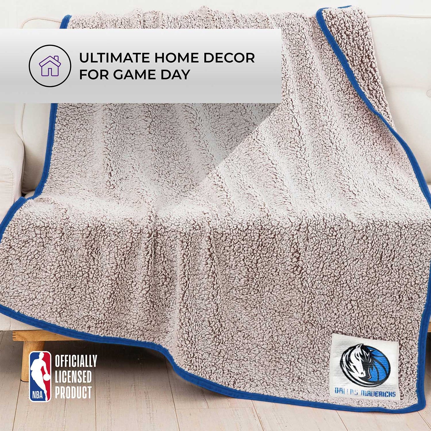 Dallas Mavericks NBA Silk Touch Sherpa Throw Blanket - Navy